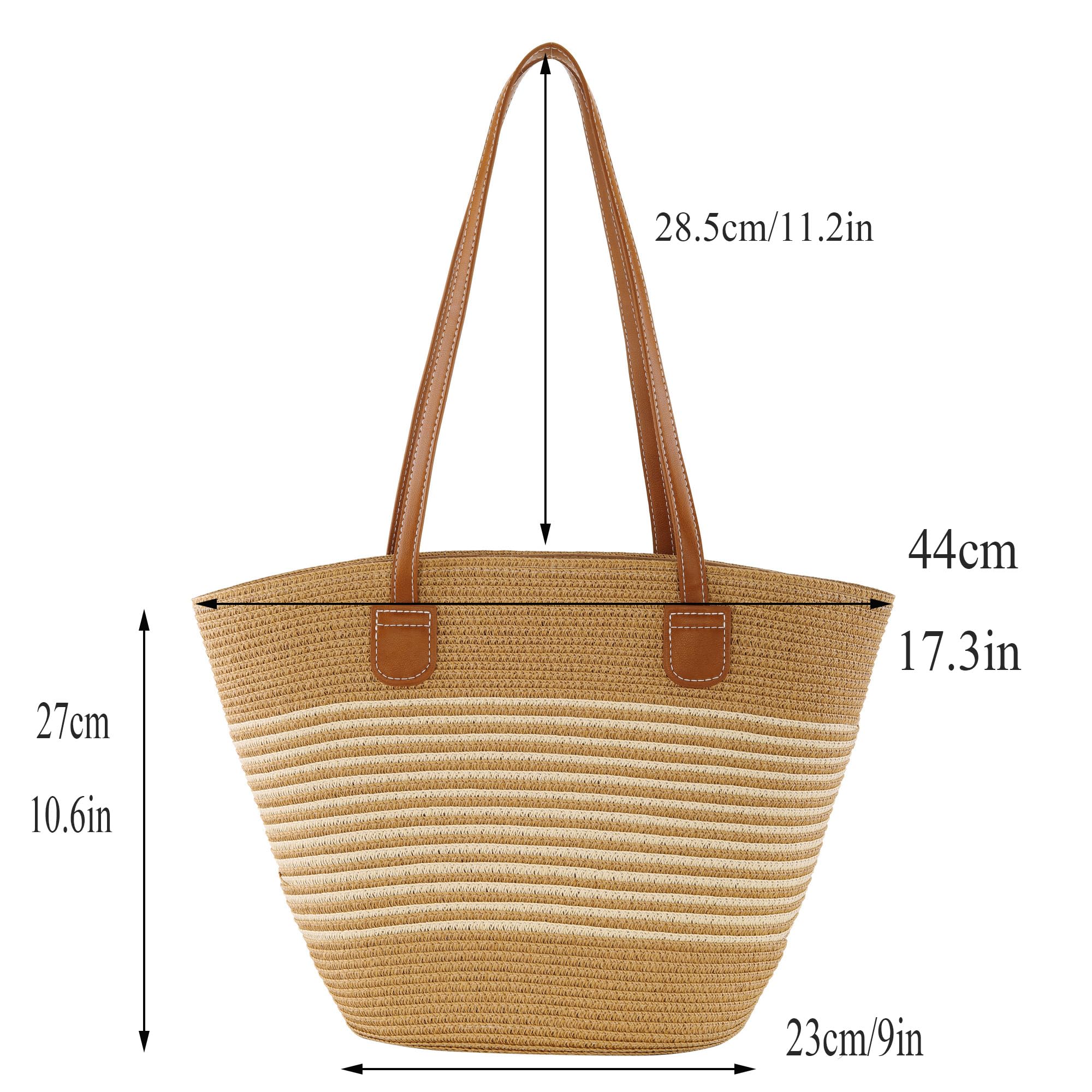 CHIC DIARY Straw bag Woven Tote Bag for Women Beach Purse Summer Shoulder Bag With Zipper Bohemian Crossbody Bag For Vacation