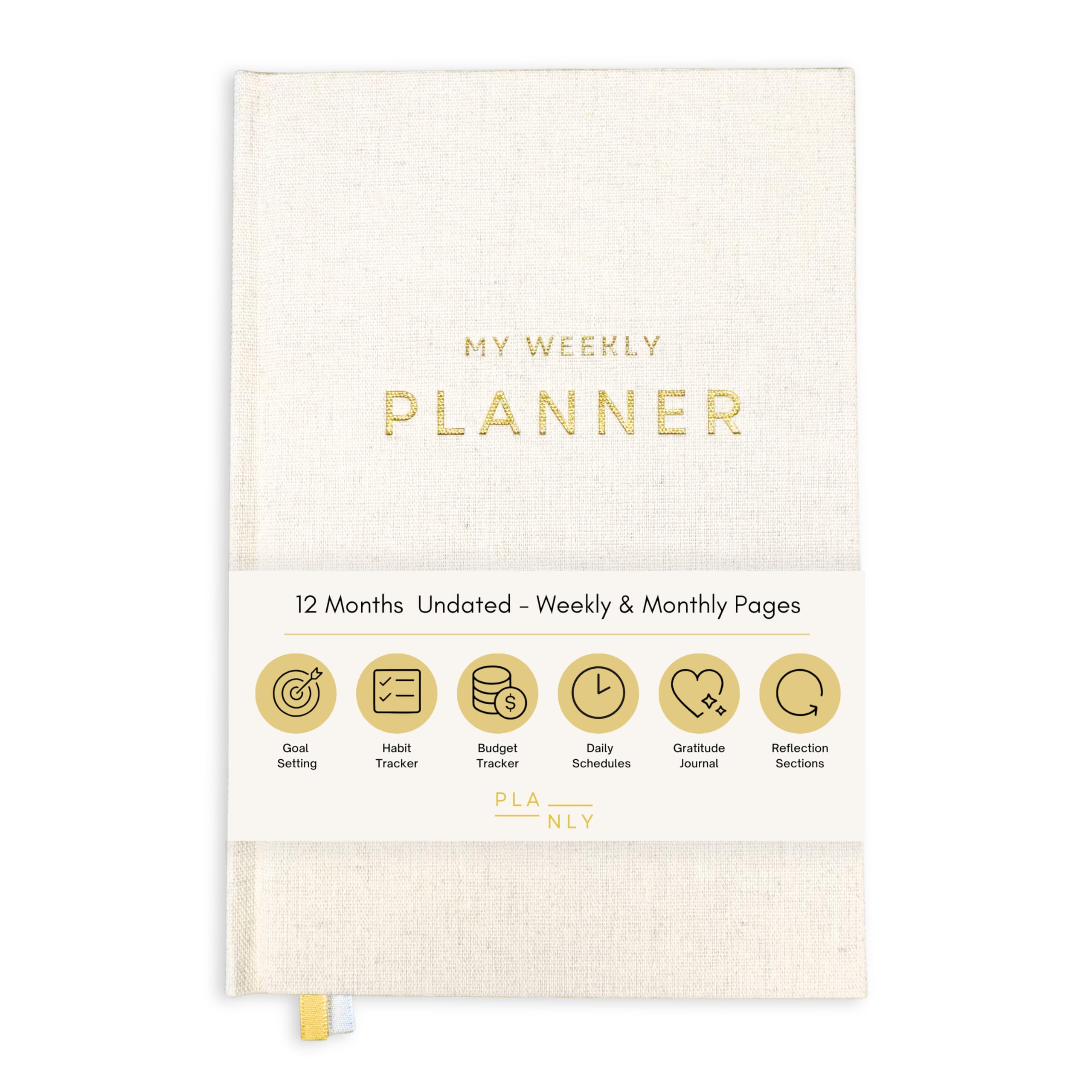 Planly | The Ultimate Undated Weekly & Monthly Planner A5 Daily Journal, To-Do List, Notebook with 255 Pages, 120gsm Paper - Habit Tracker, Increase Productivity & Achieve Goals
