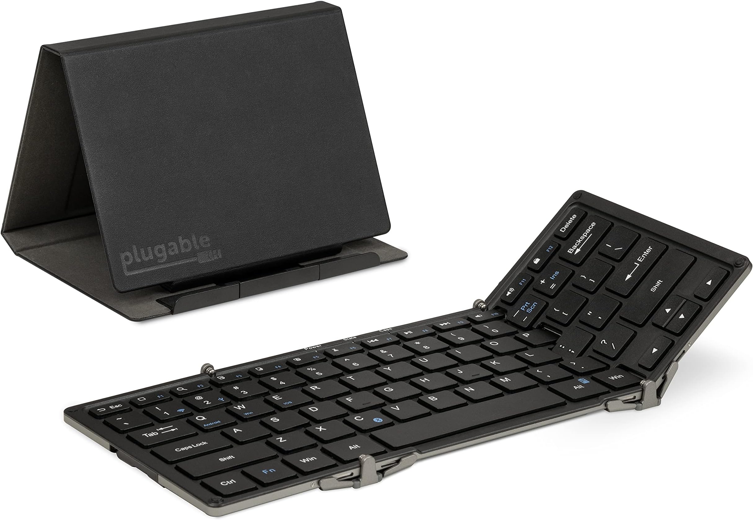 Plugable Full-Size Bluetooth Folding Keyboard for Android, iOS, Windows, OS X with Protective Case/Tablet Stand