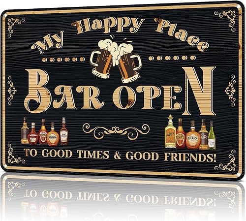 Letrero decorativo de barra de metal abierto para el hogar, bar, cueva, accesorios de pared vintage, decoración de animación de cerveza, regalos de