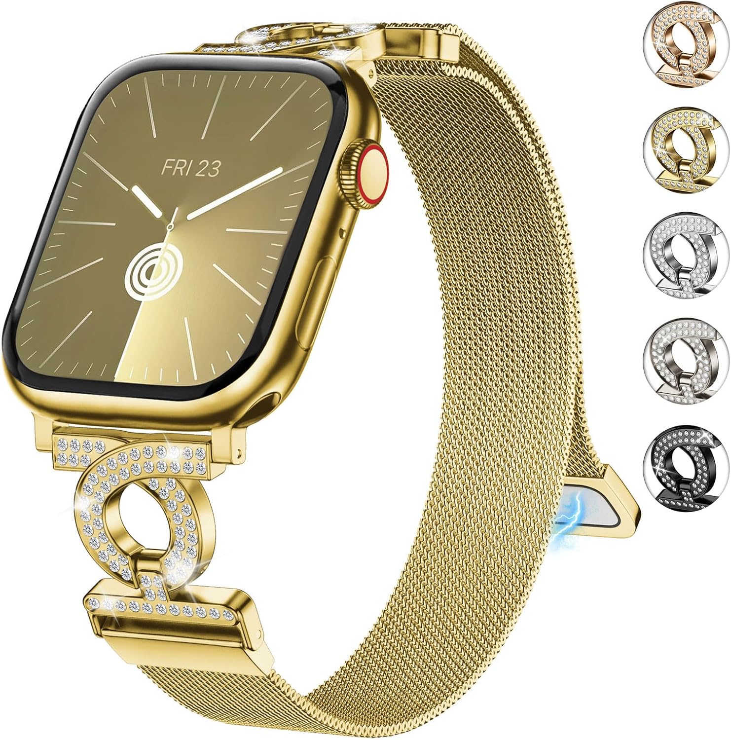 wutwuk Slim Stainless Steel Mesh Band Compatible with Apple Watch Bands 41mm 40mm 38mm 42mm Glitter Magnetic Milanese Loop Bracelet Women for iWatch 11/10/9/8/7/6/5/4/3/2/1/SE-Gold