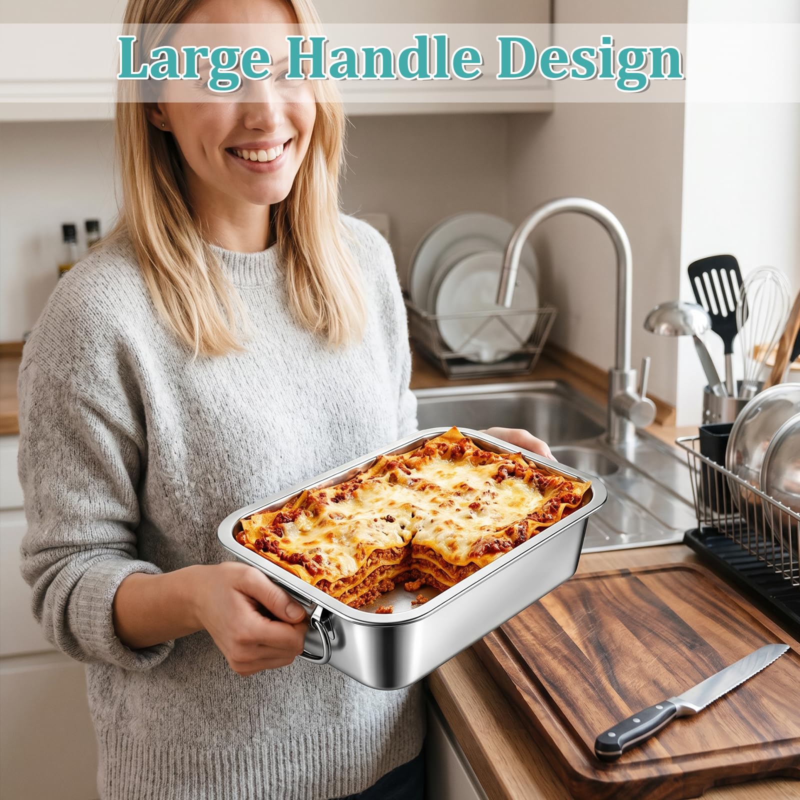 4 Inch Deep Lasagna Pan - Stainless Steel -4 4 Inch Deep Lasagna Pan - Stainless Steel -4