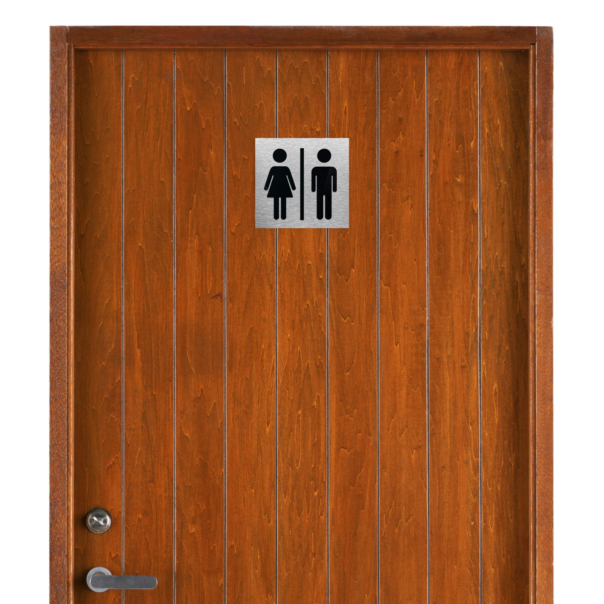 Cartello Bagno Unisex In Alluminio - Adesivo Per Porte WC 12x12cm Con Simbolo Toilet - Foto 2