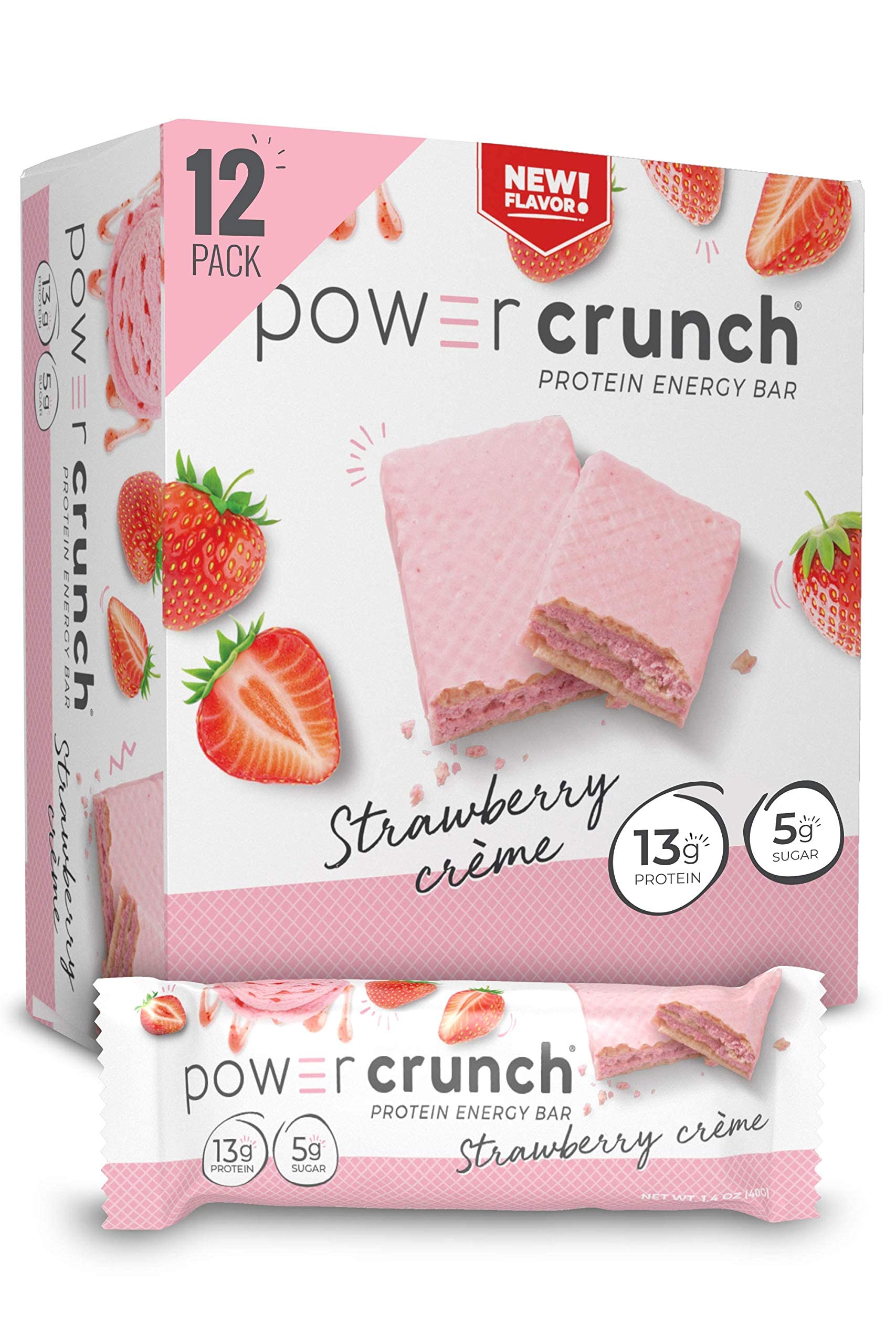 Power Crunch Protein Bar Strawberry Creme Flavor 12 bars 12x40 480grams
