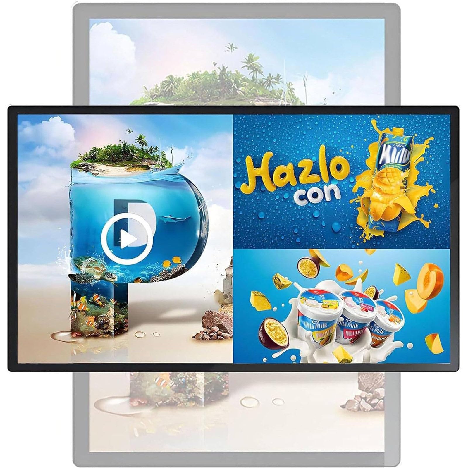 DDZJTPP Digital Photo Frame,Digital Advertising Display Screen for Menu/Promotion Display,Wall-mounted Ultra-thin High-definition Advertising Screen for Playing Videos/Images 21.5"