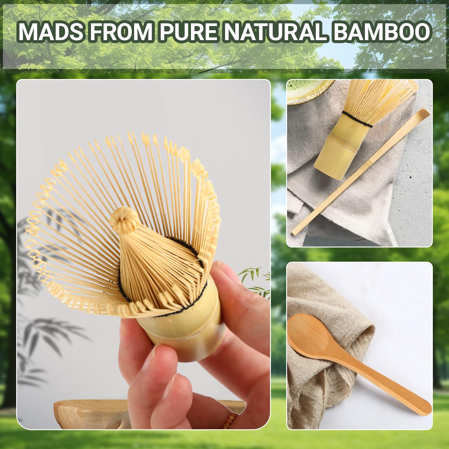 Kit Matcha, Set Tè Matcha 7 Pezzi, Frusta Matcha, Setaccio da Matcha, Ciotola Matcha, Supporto Chasen e Cucchiaio Matcha, Kit Matcha ideale per la Preparazione del Tè Matcha