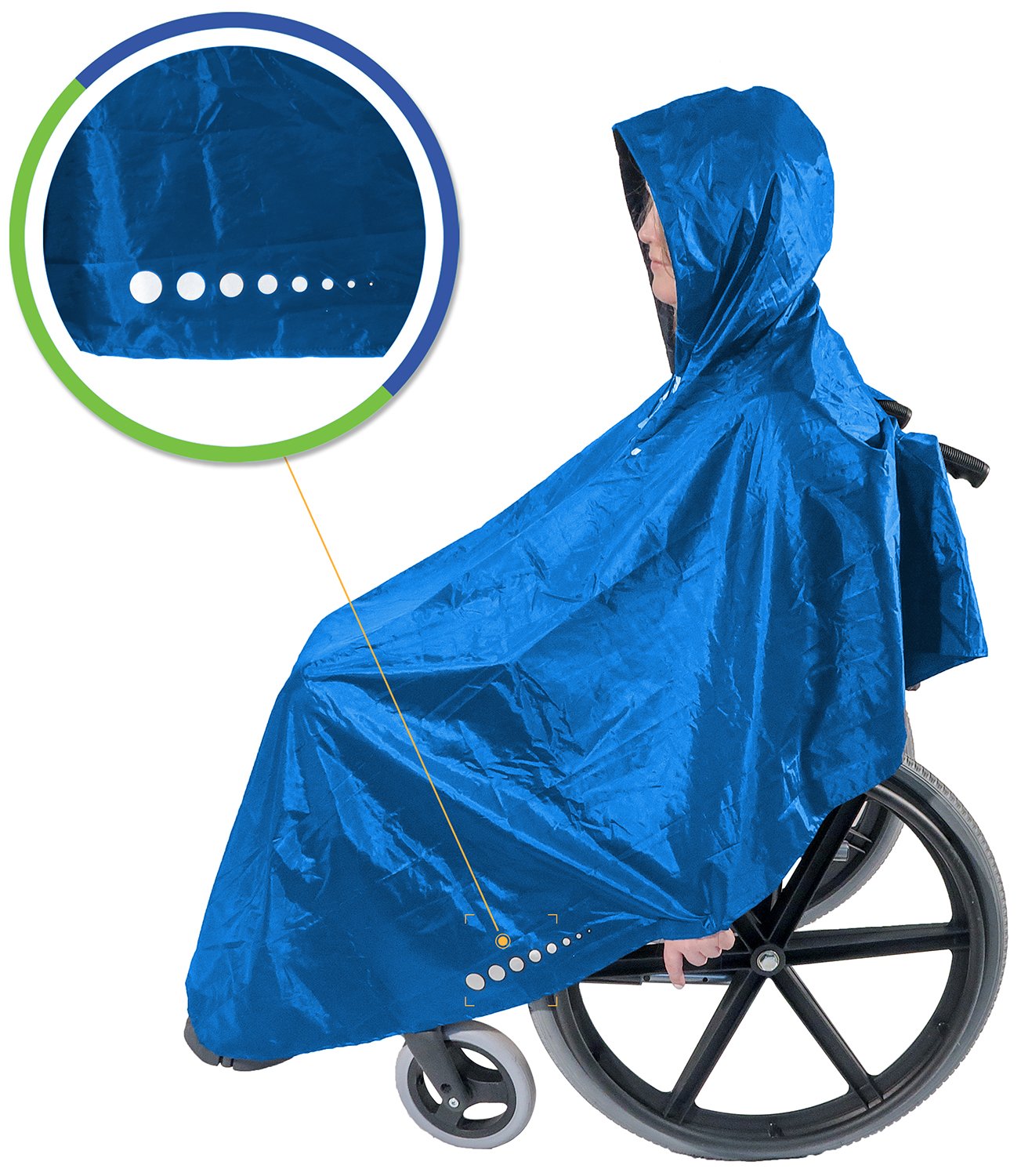 Der Poncho für den Rollstuhl – Der vielfältig einsetzbare Regenschutz für den Rollstuhl – einfache Handhabung, leichtes An- und Ausziehen – italienisches Design