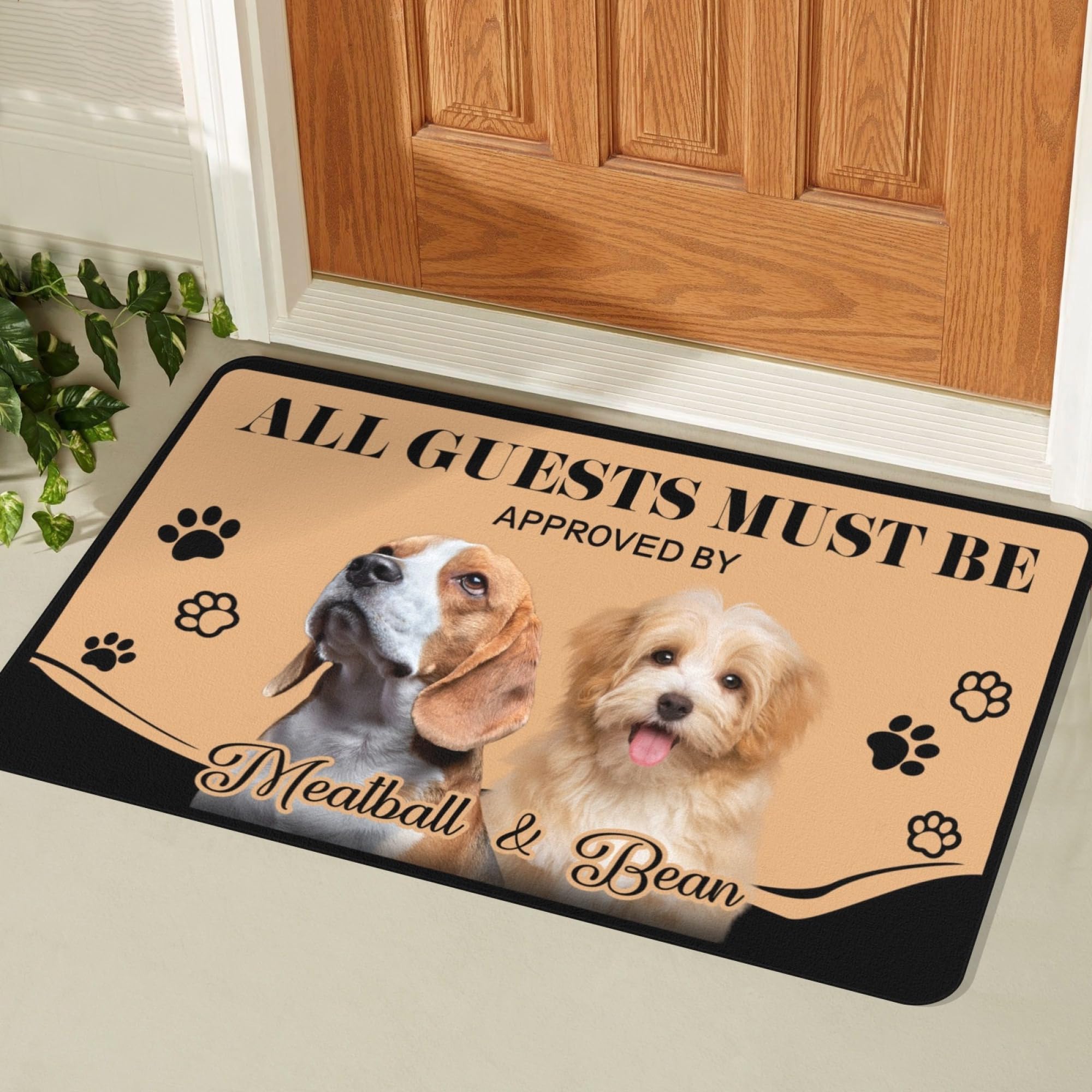 Personalized Dog Cat Doormat, Personalized Gift for Dog Lovers, Dog Dad, Dog Mom,Custom Pet Door Mat for Outdoor,Indoor,Custom Cat Dog Rugs Gifts-24x16inch(Up to 4 Pet)