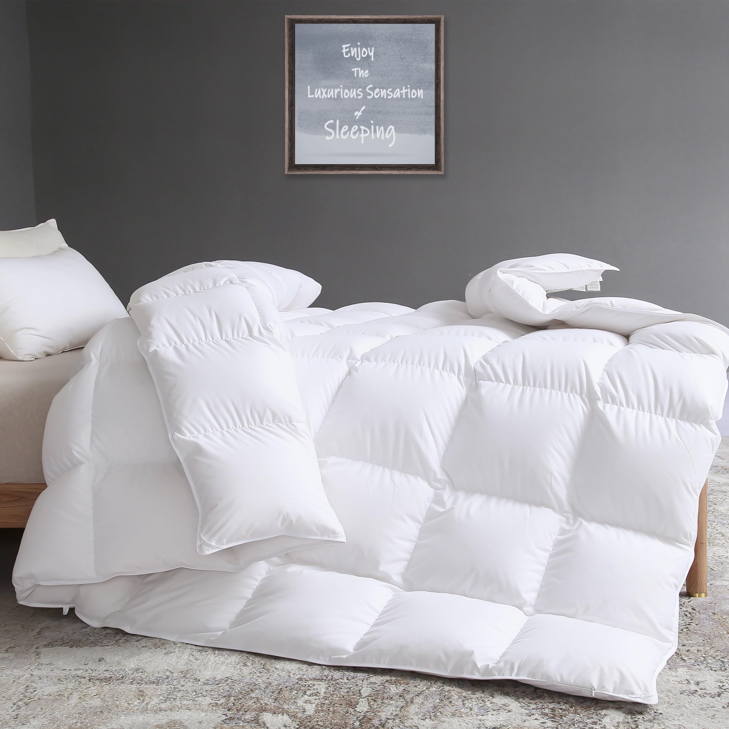 KAKABELL Goose Down Feather Comforter King Size Quilted