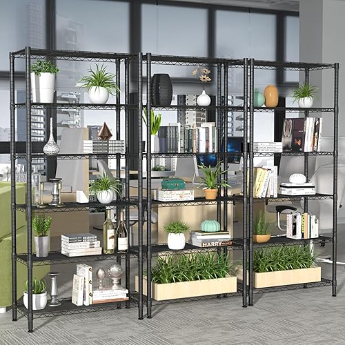 Miniatura 6 de Estantes de almacenamiento ajustables de 6 niveles, estante de metal resistente de 900 libras, estante organizador de estantería de alambre para el