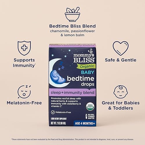 Miniatura 3 de Mommys Bliss Gotas orgánicas para la hora de dormir del bebé  apoyo de inmunidad nocturna promueve la noche reparadora sin melatonina edad 4 meses