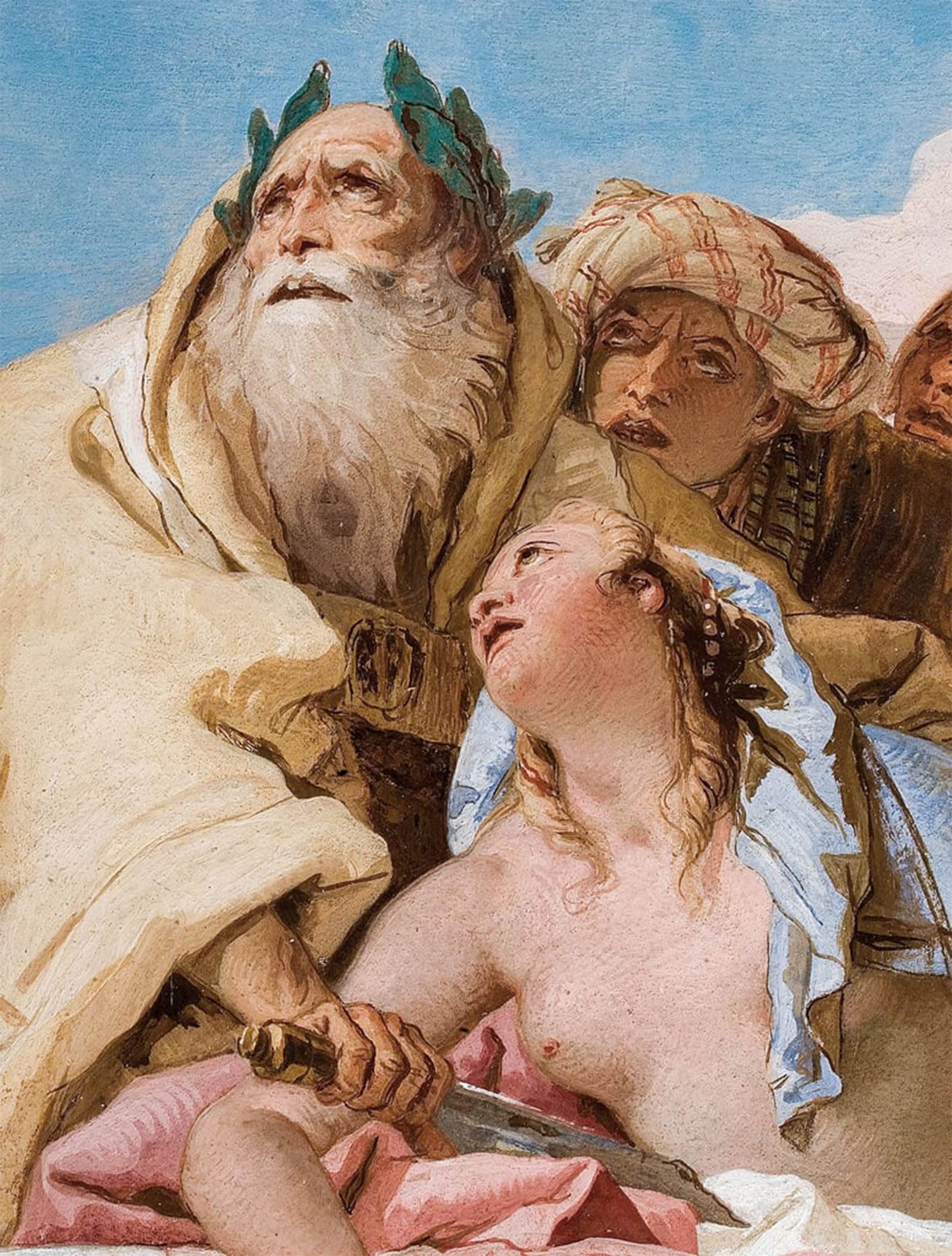 ARTXLXXBN Famous Print Painting Colorful Art Print Detail of Calchas and Iphigenia From the Sacrifice of Iphigenia by Battista Tiepolo Canvas Art Decorations for Home Decor 60x90cm