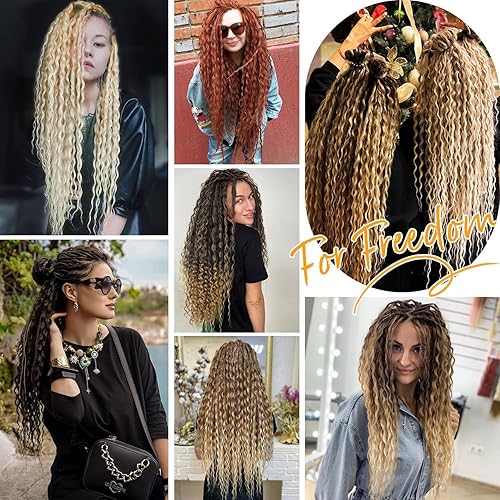 Miniatura 4 de FAVE Extensiones de rastas rubias de 24 pulgadas con extremos rizados, 10 hebras, extensiones de rastas de doble extremo, extensiones de rastas