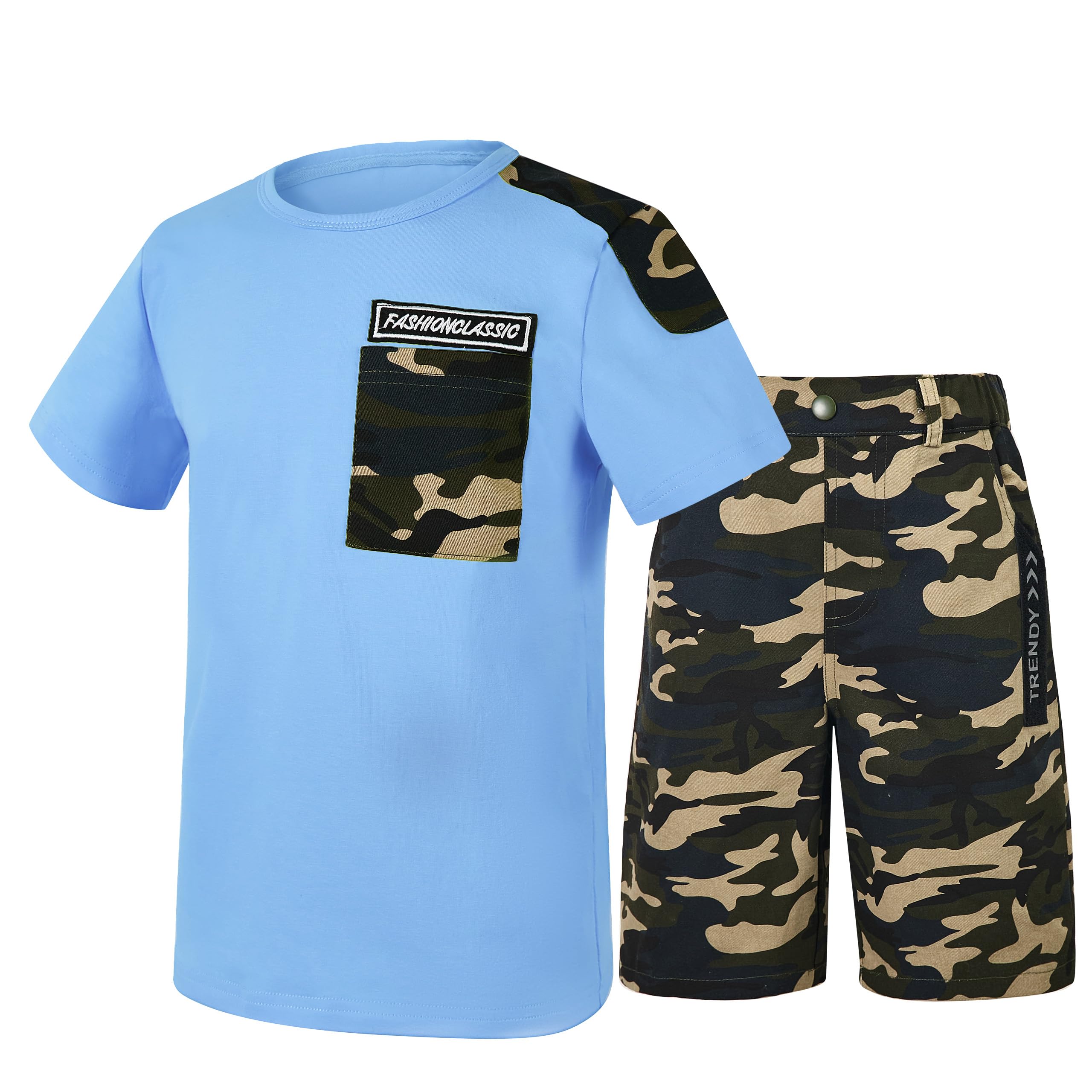 LOLANTA Boy Summer Outfit Casual Clothes 2Pcs Cotton T-shirt Shorts Set