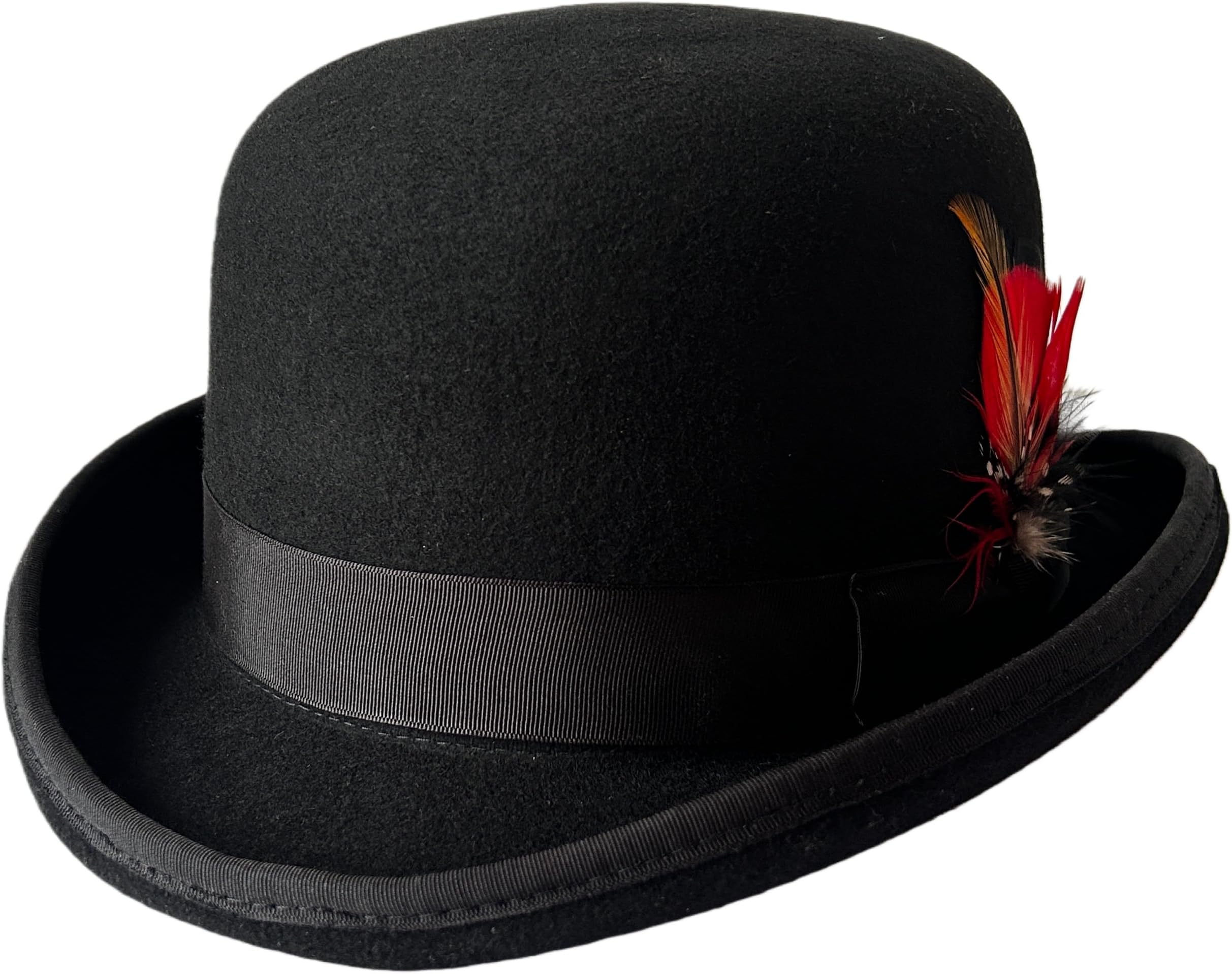 Black Wool Bowler Hat Mens Derby Hat Bowler Hats for Men Women (X-large-61cm (7 5/8))