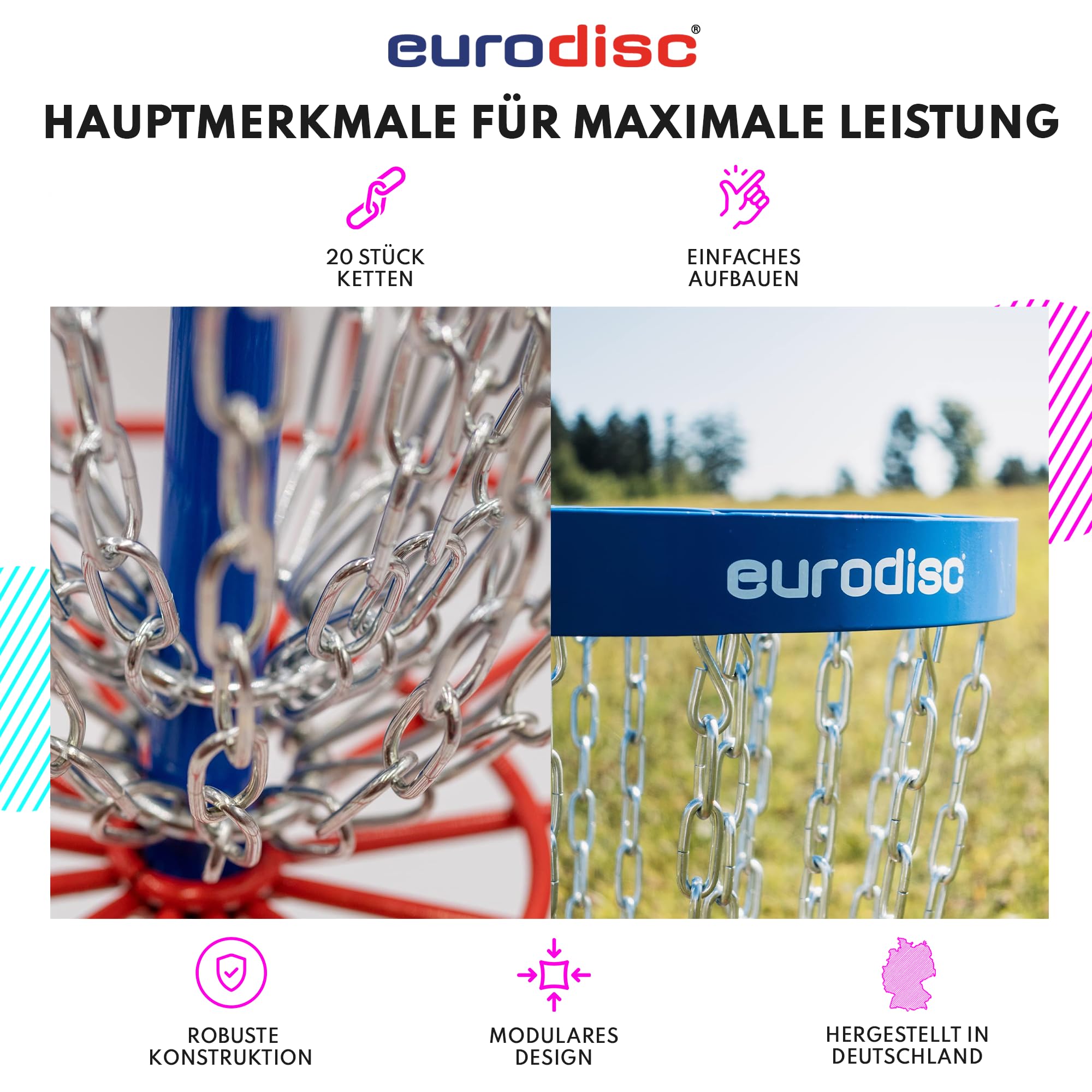 eurodisc Mini Discgolf Zielkorb Set - Discgolf Trainingskorb inkl. 5× 25g XS Trainings-Discs für Wurftechnik & Präzisionstraining