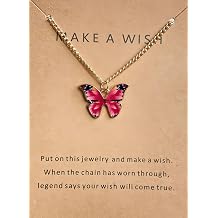 DEQIYIJI Cute Butterfly Pendant Necklace Jewelry Gifts For Women Dainty Stuff With Message Card