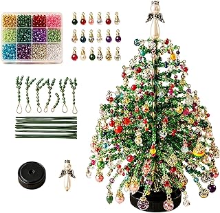 Handmade Beaded Tree, Creative Holiday Craft, DIY Set with Crystals Beading | Project with Wire, Christmas Decor with Style, Crafting Item for Indoor Home