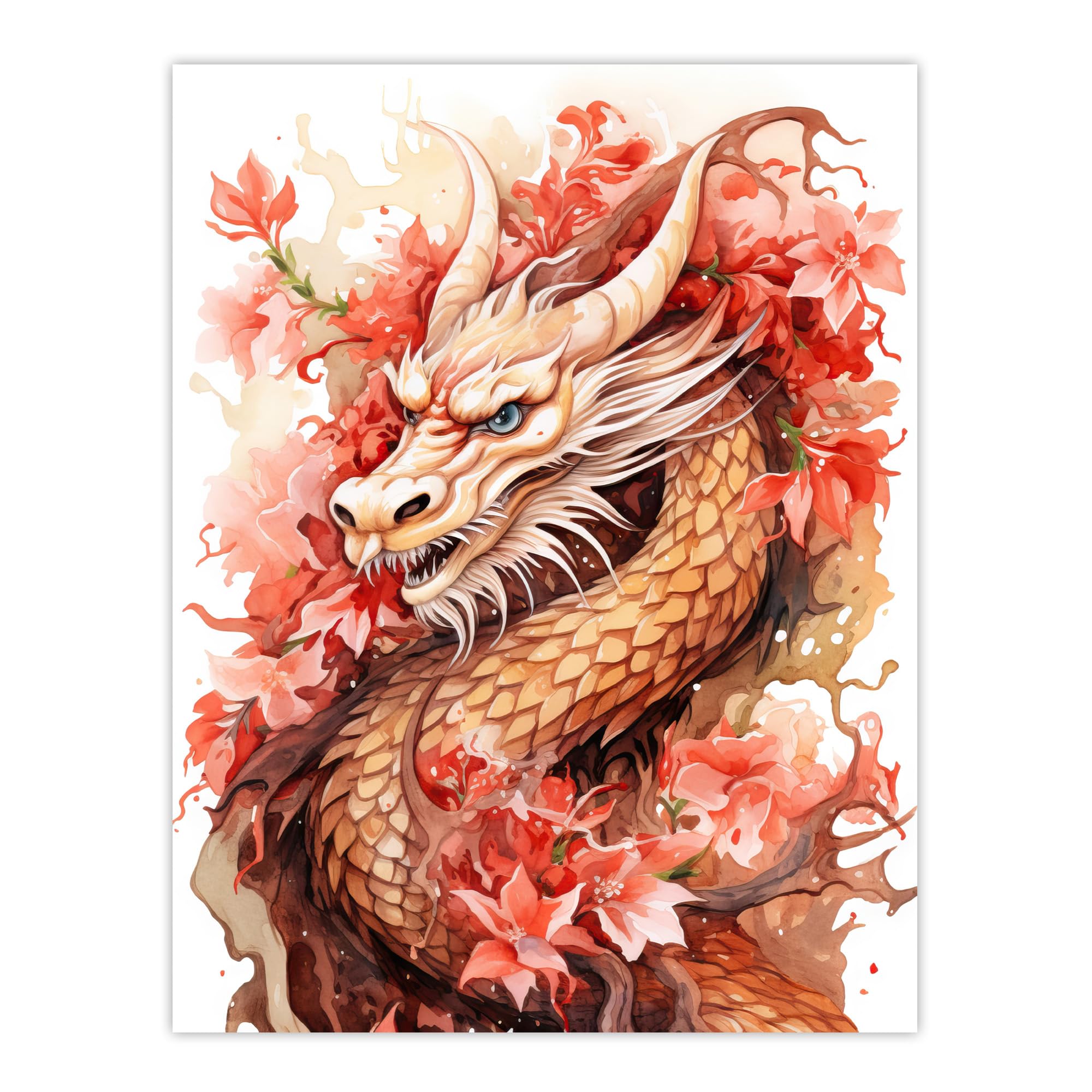 Artery8 Fantasy Dragon Serpent Poster W18" x H24" Red