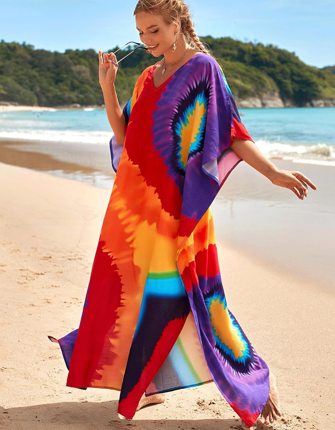 Women's Plus Size Beach Lounge Kaftan Maxi Dress Swimsuit Coverup for Women - Image 6