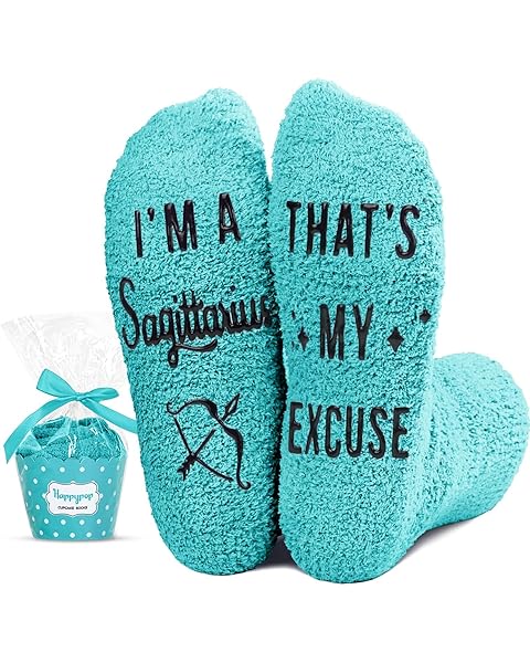 HAPPYPOP Zodiac Astrology Constellation Gifts - Fuzzy Space Galaxy Socks Birthday Horoscope Gifts