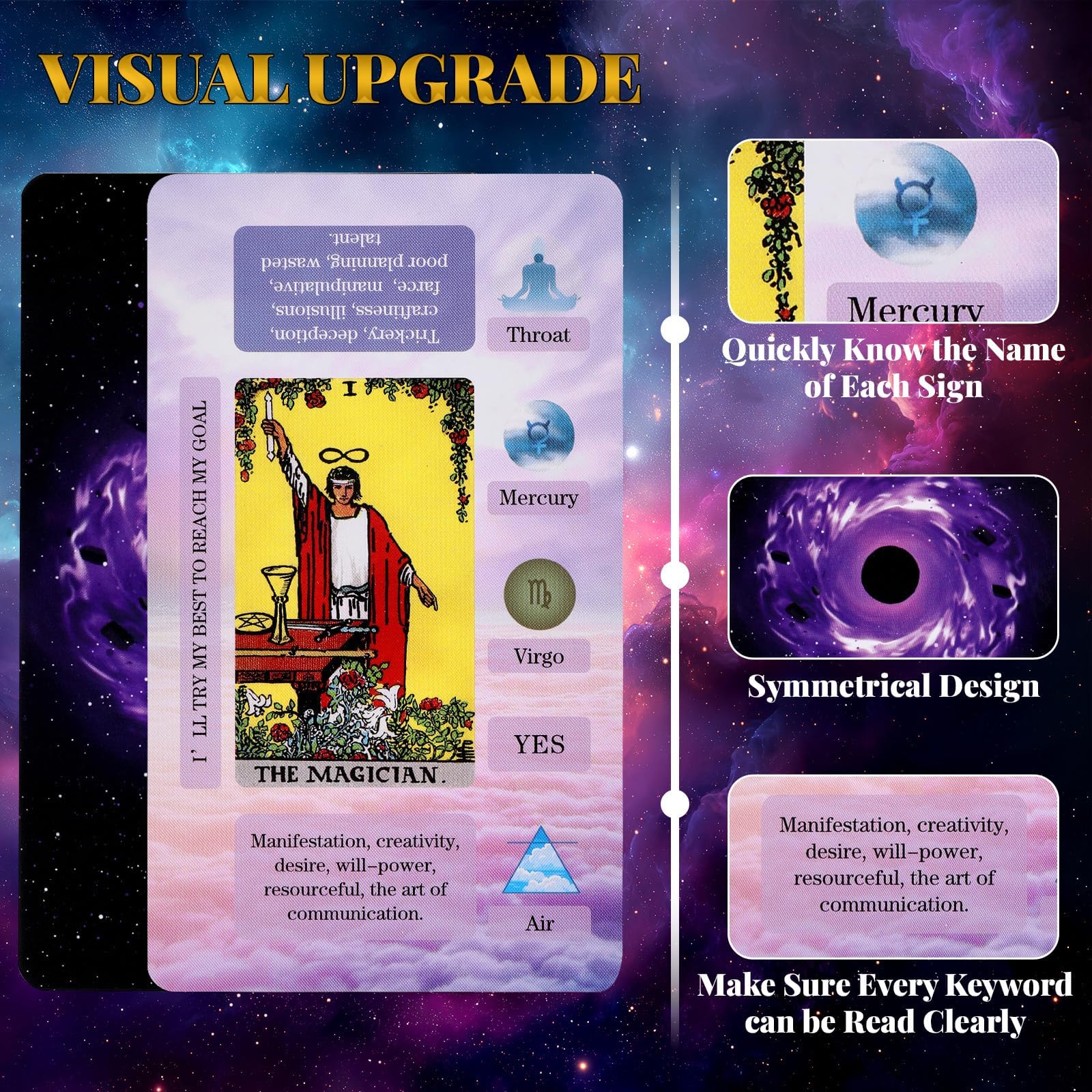 XSYLOHXL Beginner Tarot Cards Meaningful Tarot Deck Training Tarot Deck with Reading Message Classic Learning Tarot Set