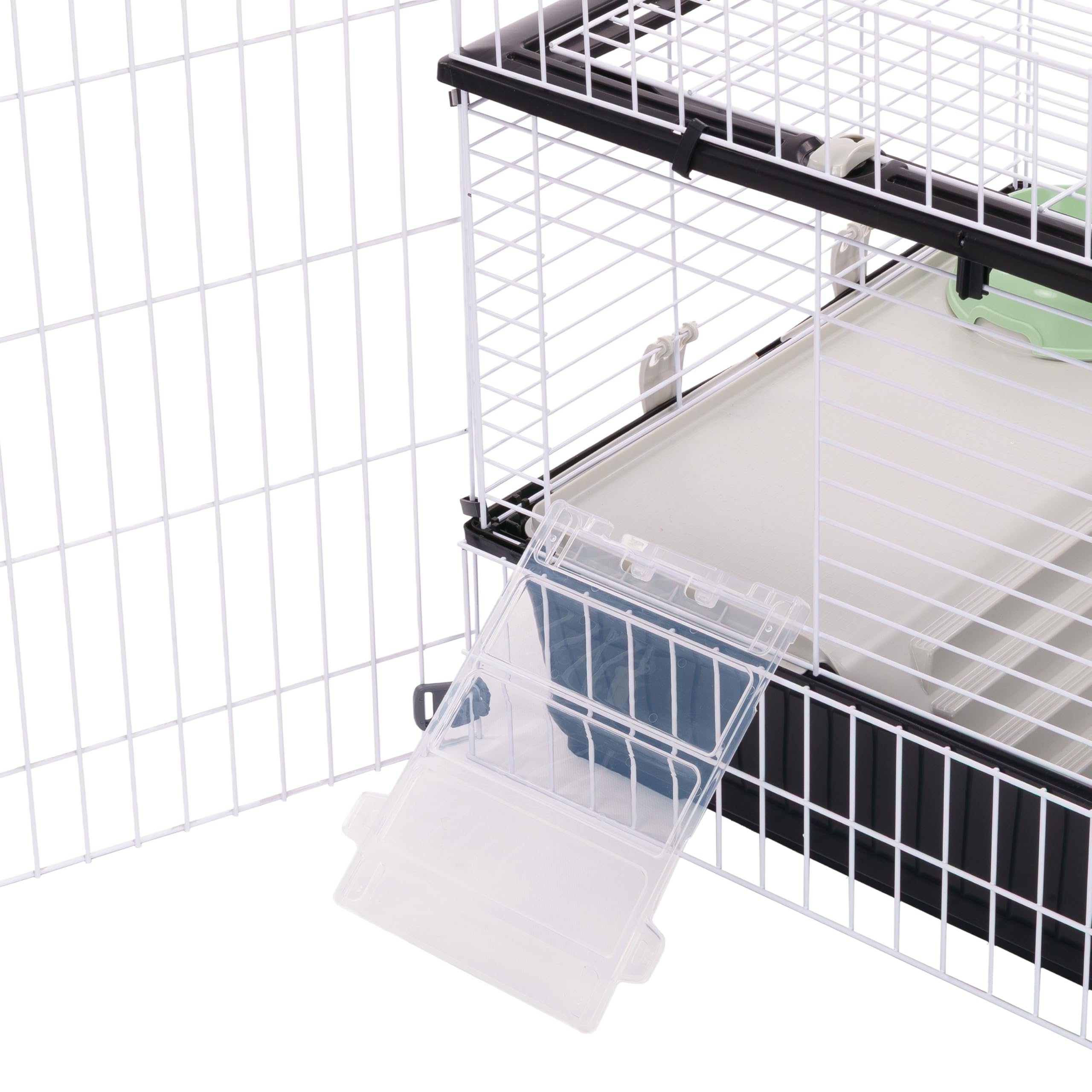 Ferplast Jaula Conejo PARKHOME 100, Jaula para Cobayas Conejos, con Recinto para Conejos, Valla para Mascotas, Casita Conejo y Bebedero, 95 x 177,5 x h 56 cm, de Plástico con Techo Abrible