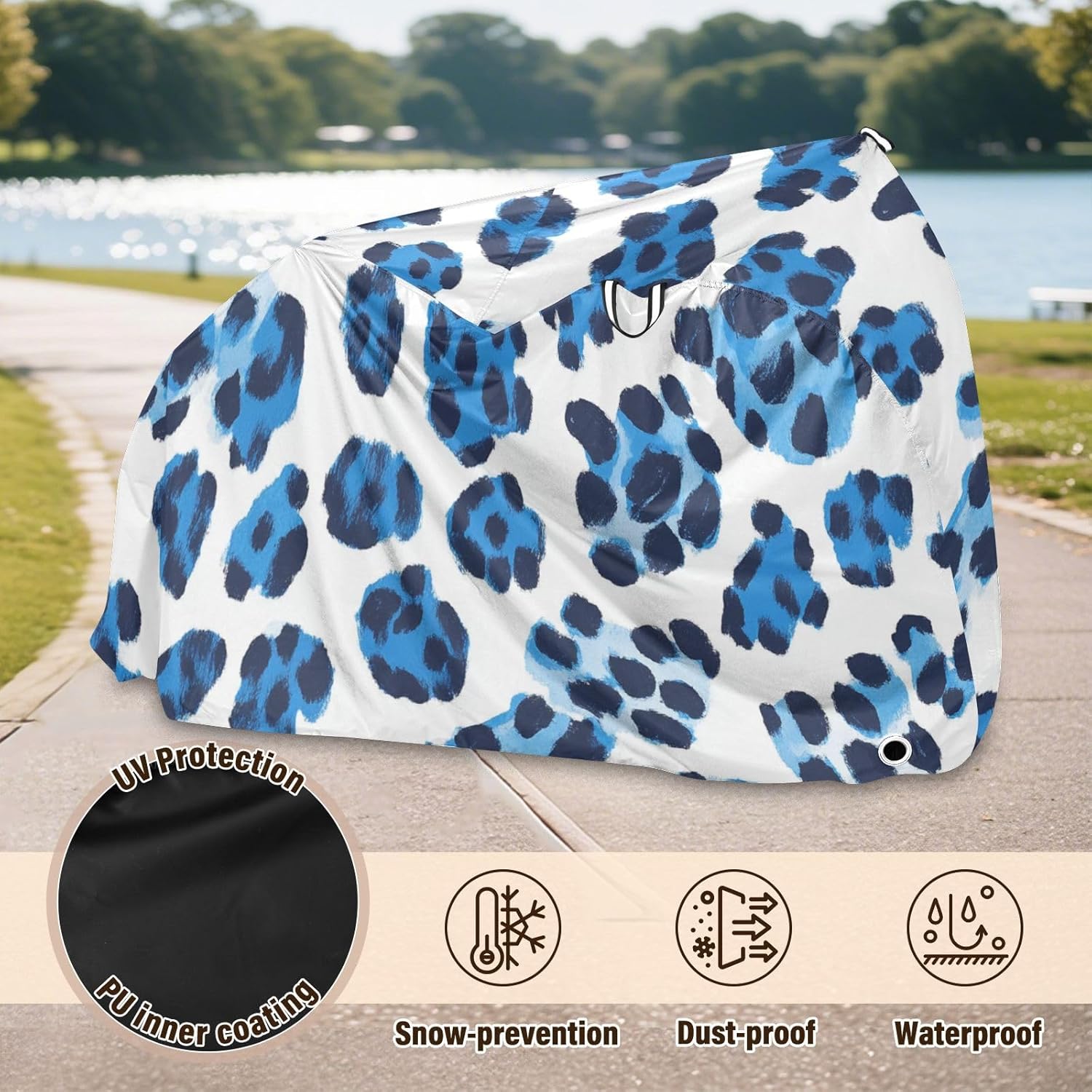 Blue Black Leopard Print Bike Covers Waterproof Outdoor Electric Bike Cover Bikes Storage