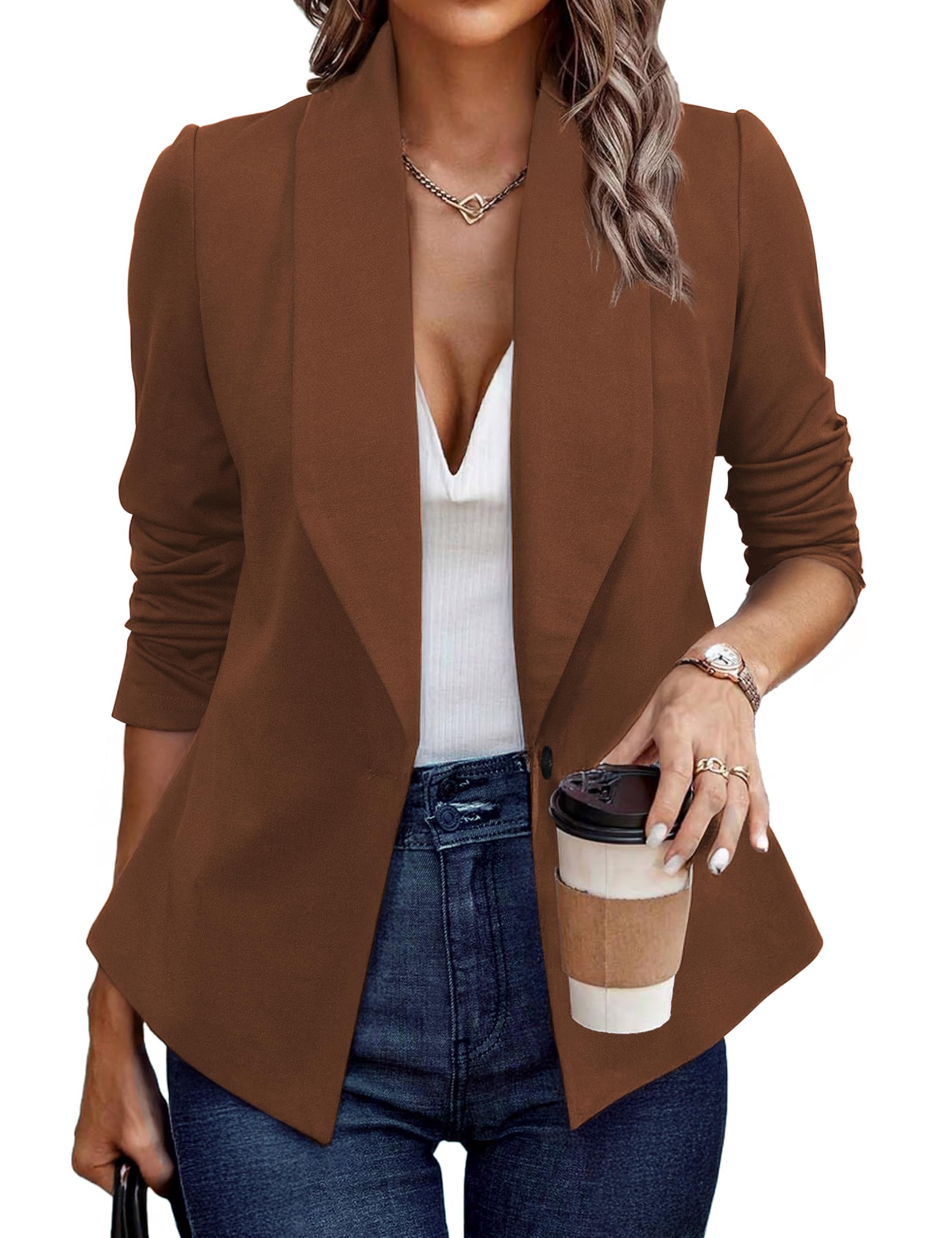 tralilbee Women's Blazers Long Sleeve Open Front Work Office Suit Jackets Blazer S-XL-picture-22