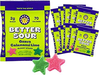 Guava Calamansi Lime Gummy Stars Candy, Tropical Sour Gummies with a Tangy Twist, Bold and Juicy Sour Candy Made with Real Fruit Flavors, Vegan and Gluten-Free, 10 Pouch Set