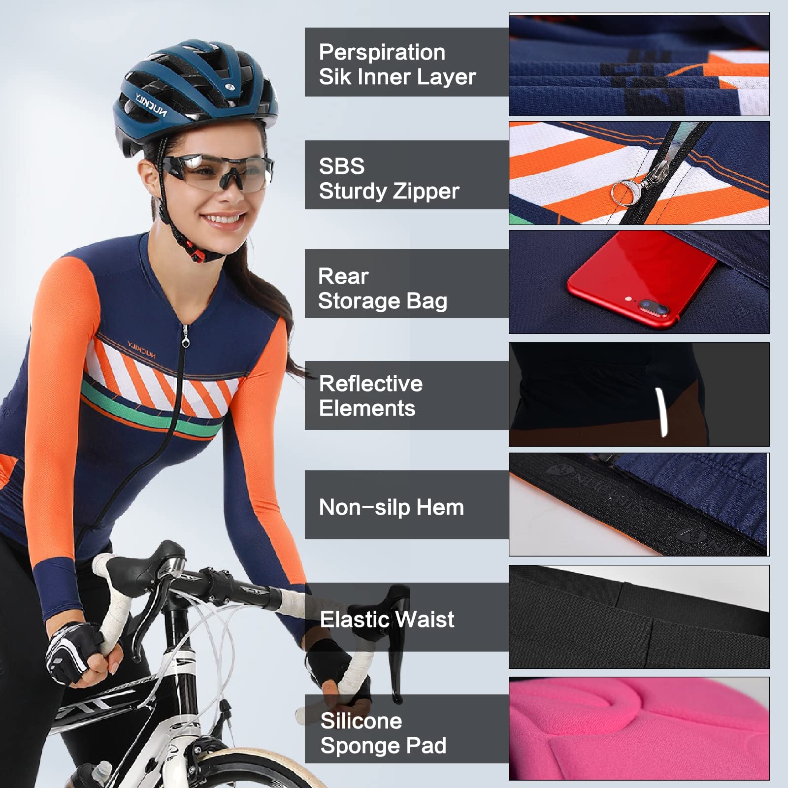 Maglia Ciclismo Donna Manica Lunga - Tessuto Traspirante E Asciugatura Rapida Per Bici Estiva