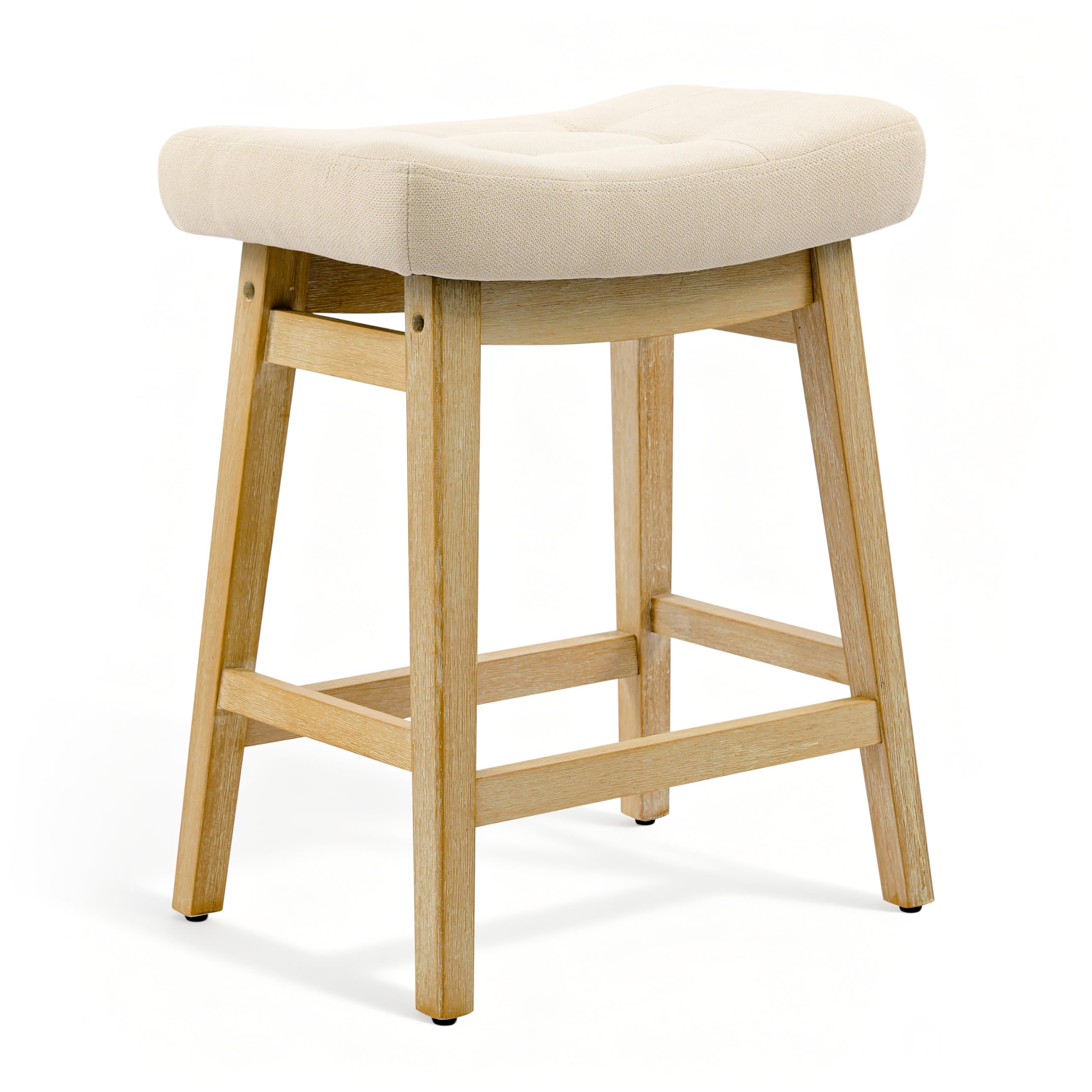 RNKSFX Counter Height Bar Stool for Kitchen Counter Modern Backless Island Barstool with Upholstered Fabric Seat and Solid Wood Leg Farmhouse 24 inch