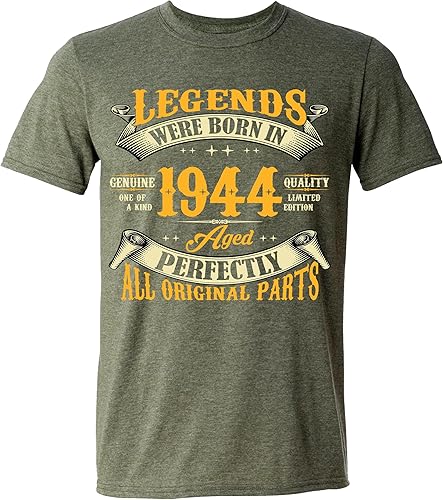 Camiseta de 80 cumpleaños para hombre, leyendas nacieron en 1944, camiseta vintage de 80 años