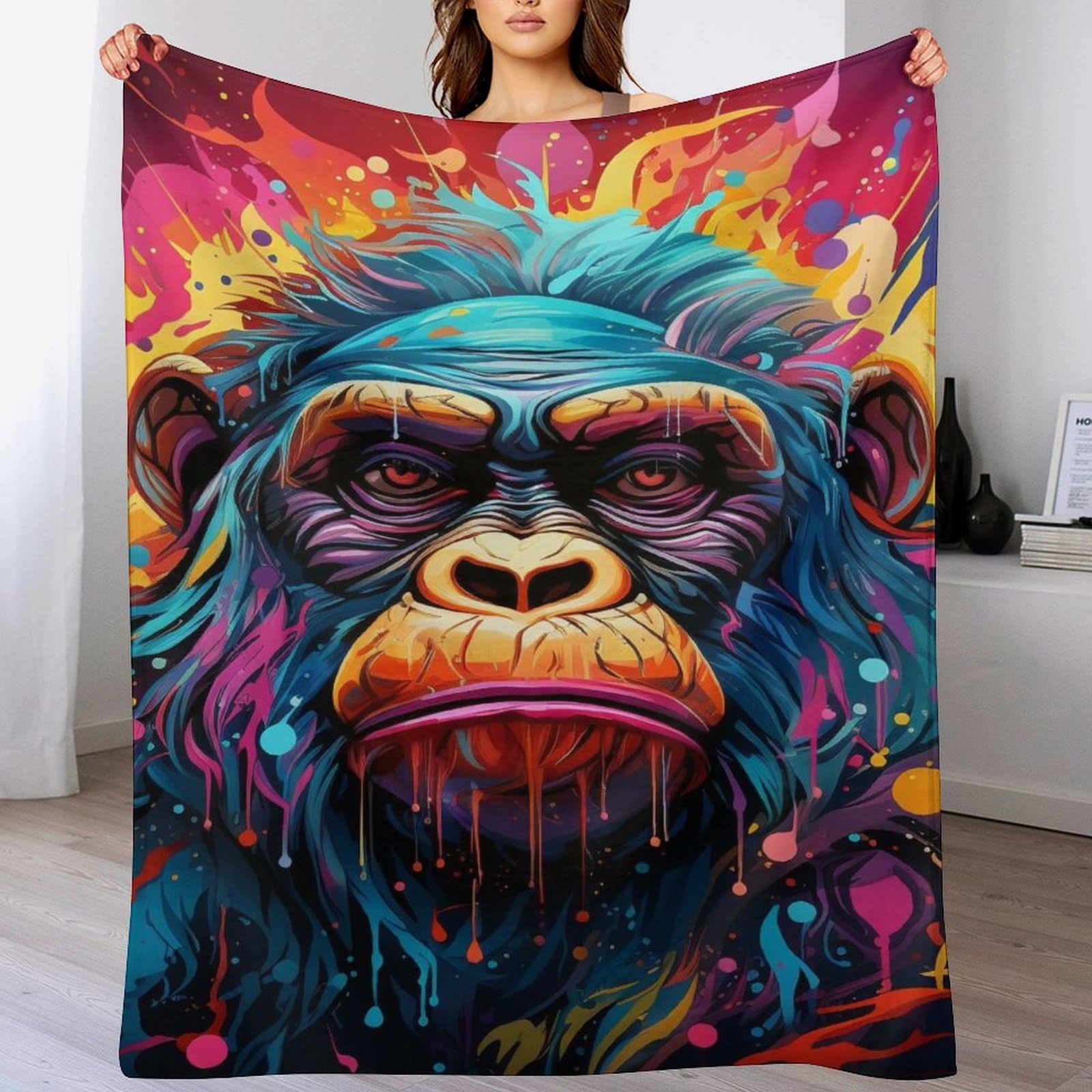 Ggjjtt Monkey-1-1 Monkey Blanket Warm Adult Super Soft Blanket Anti-Pilling Machine Washable Throw Blanket For Adults & Kids 150×200Cm