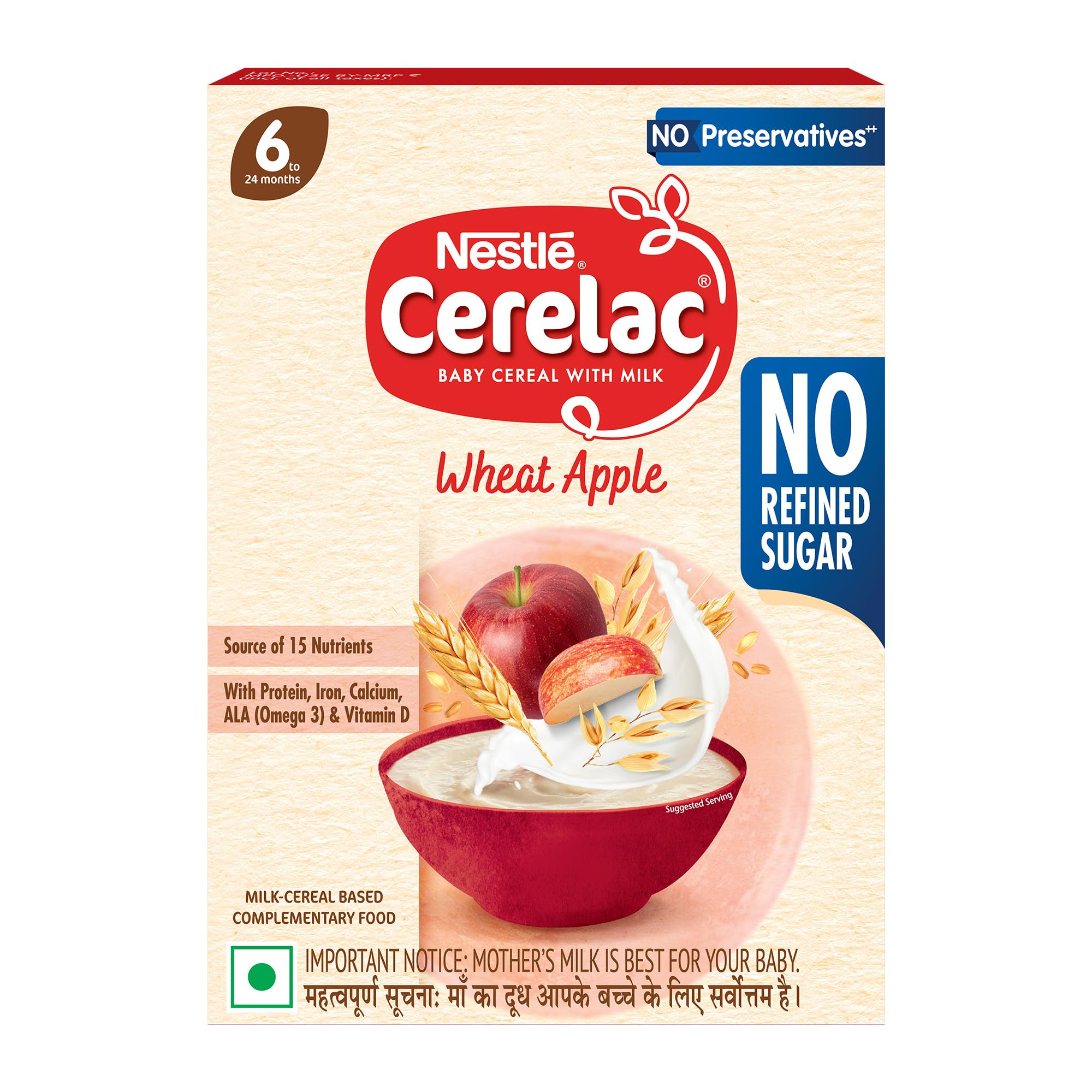 CERELAC Baby Cereal | No Refined Sugar | Wheat Apple for 6-24 months baby | Omega 3 Iron Protein Calcium Vitamin D for babies | Instant Infant Cereal | Travel Friendly | 350g-image-41