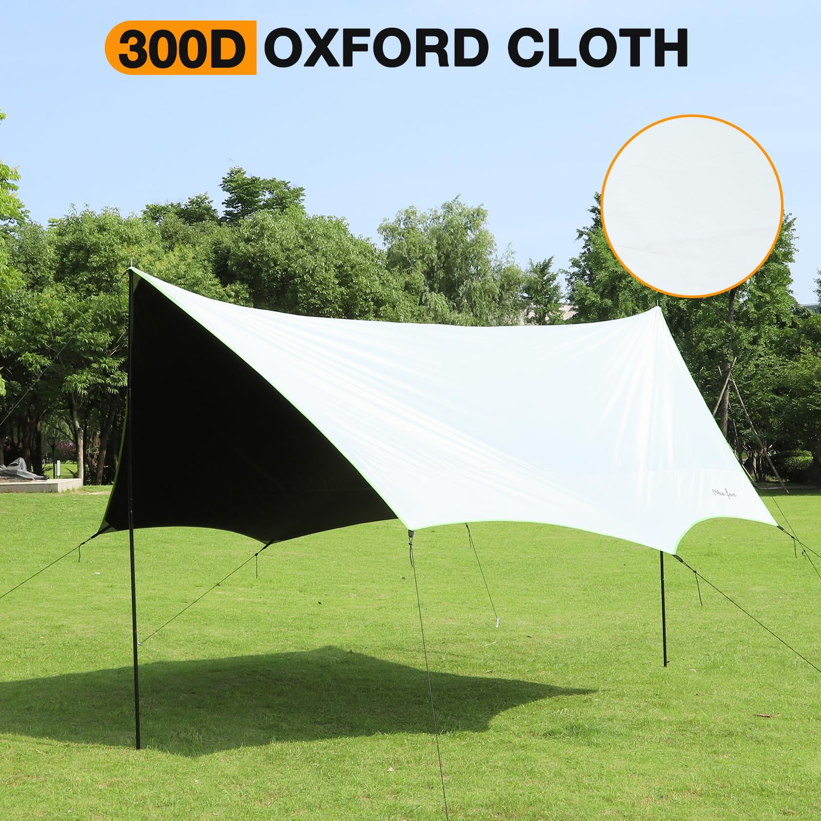 Camping Tarp with Poles Hammock Rain Fly Waterproof & Lightweight Tent Tarp Car Awning Sun Shelter Canopy Camping Tent Canopy for Outdoor Party Picnic