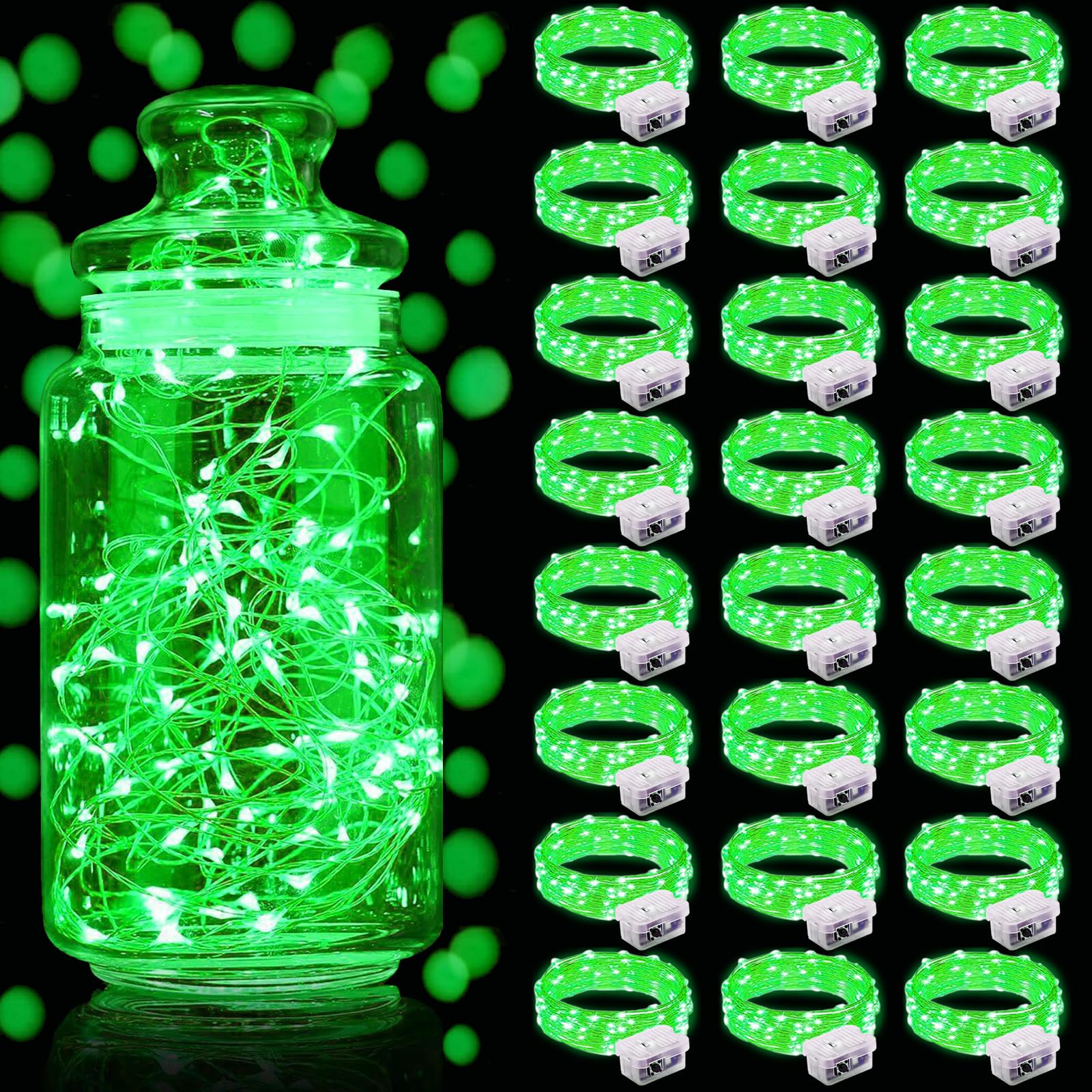 Aogist Led Fairy Lights 3 Modes Battery Operated String Lights Waterproof Silver Wire 7 Feet Firefly Starry Moon Mason Jar Lights for DIY Wedding