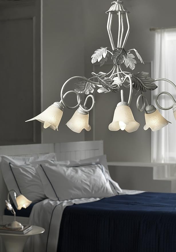 ONLI ONLI Marilena plafondlamp, 3 lampen, metaal, zilverwit, romantisch, metaal; glas photo 2