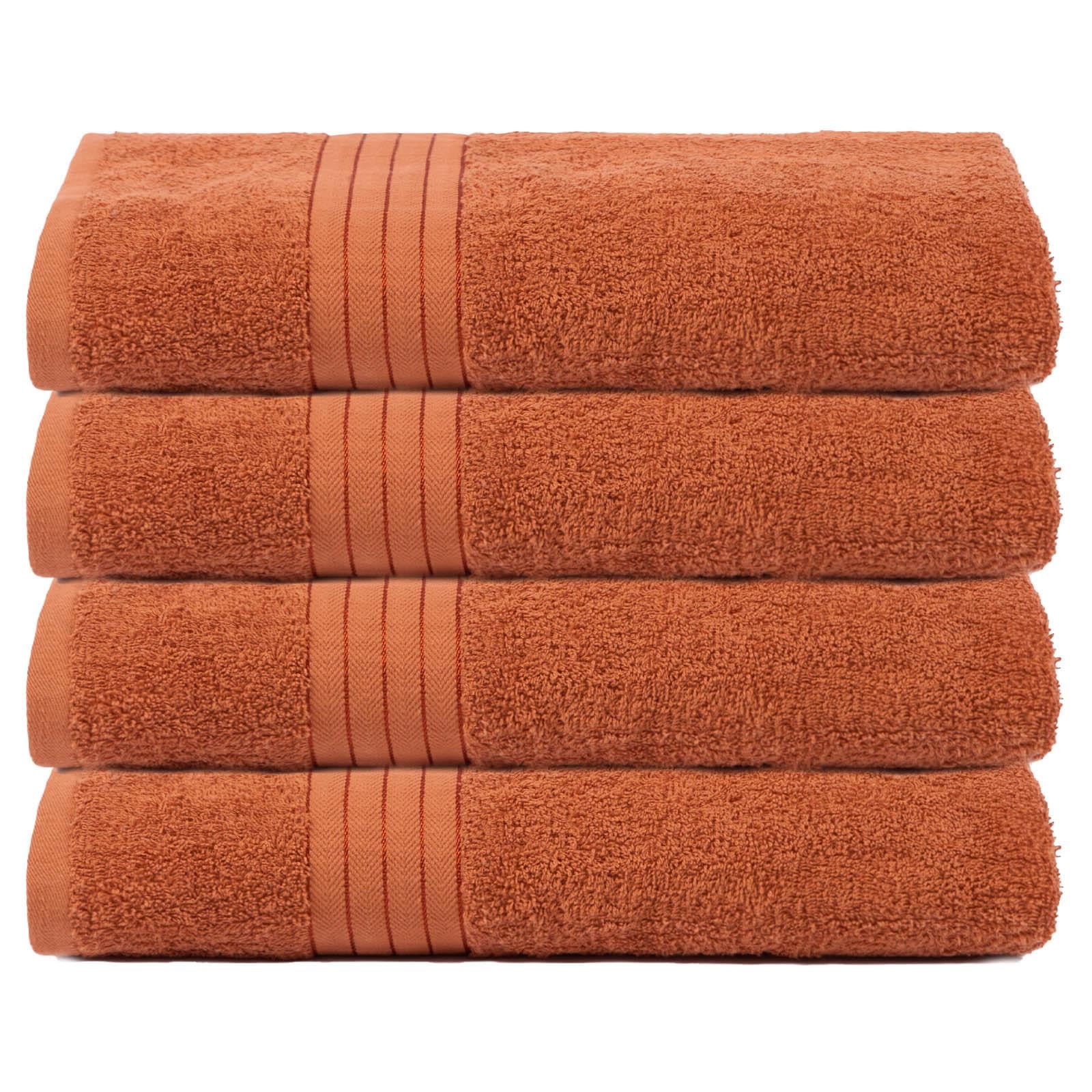 Brentfords Burnt Orange Towels Bath Sheets Super Soft Feel 100% Cotton Bathroom Towels Quick Drying Homeware Accessories Highly Absorbent Towel Set, 4 Piece