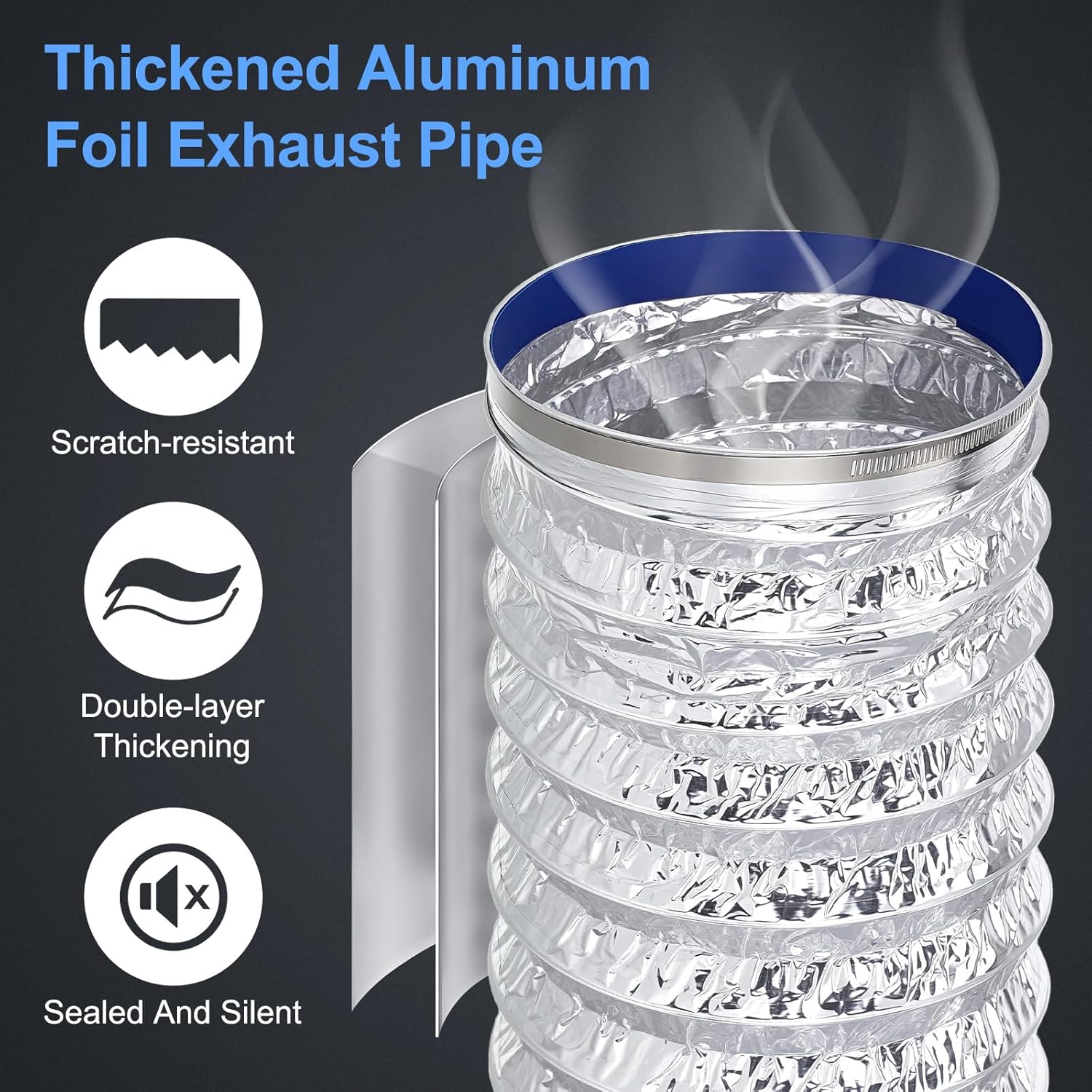 7 Inch Flexible Ducting 5FT, Double-Layer Aluminum Dryer Vent Hose, Heavy Duty Air Duct Tube for HVAC Ventilation, Range Hood, Portable AC Exhaust & Grow Tent