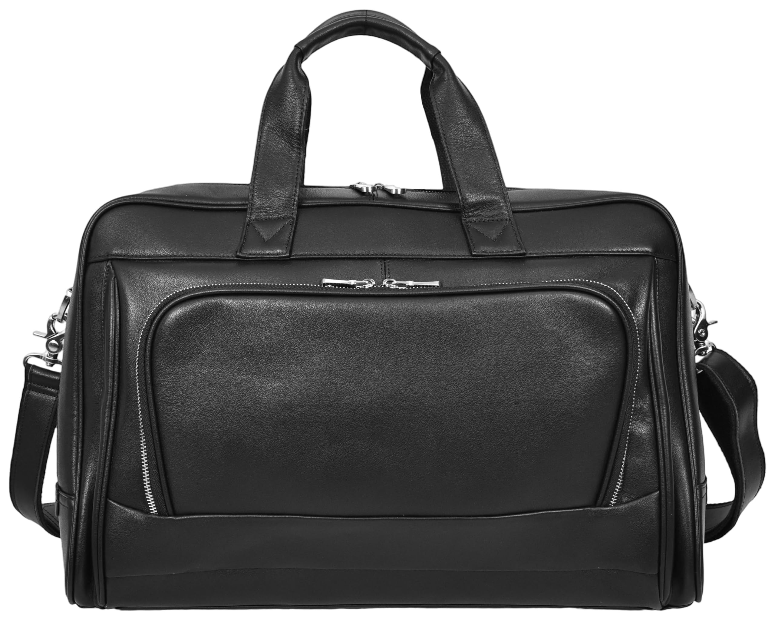 Kigali - Bolsa de viaje de piel auténtica, tamaño mediano, para fin de semana, Black, M, Bolsa de transporte