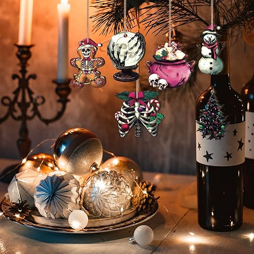 Miniatura 6 de Bencailor 24 piezas de adornos de Navidad de terror de Halloween, decoraciones de Navidad espeluznantes de Navidad, espeluznante hombre de jengibre,