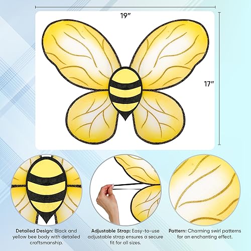 Miniatura 2 de Funcredible Diadema de abeja y alas de abeja, diadema de antena de abejorro, disfraz de Halloween de abejorro para mujer, accesorios de disfraz de