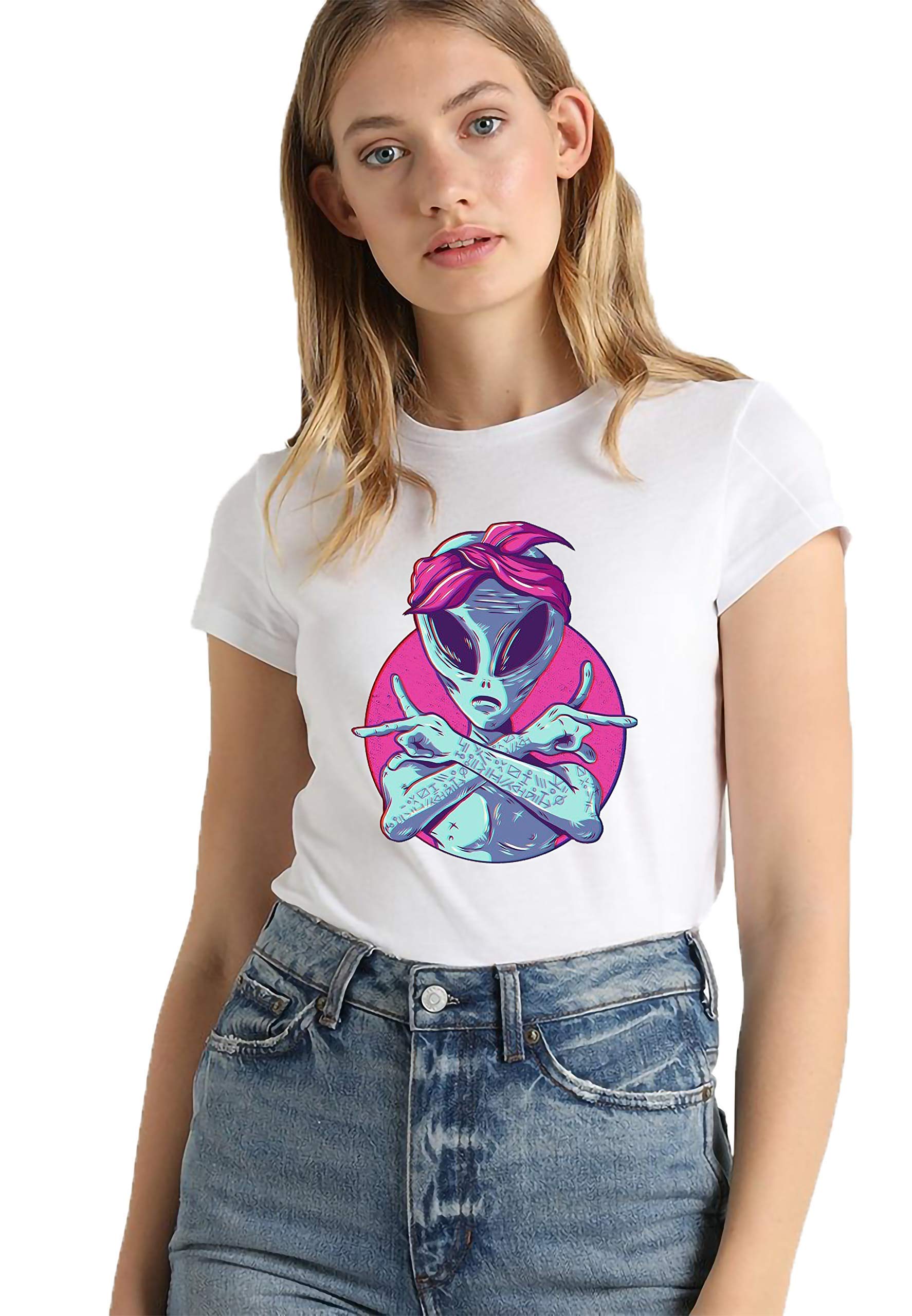 VLAM Stylish Dope Alien Graphic Printed Cool Oversized Tshirt for Women | Women and Girls Top