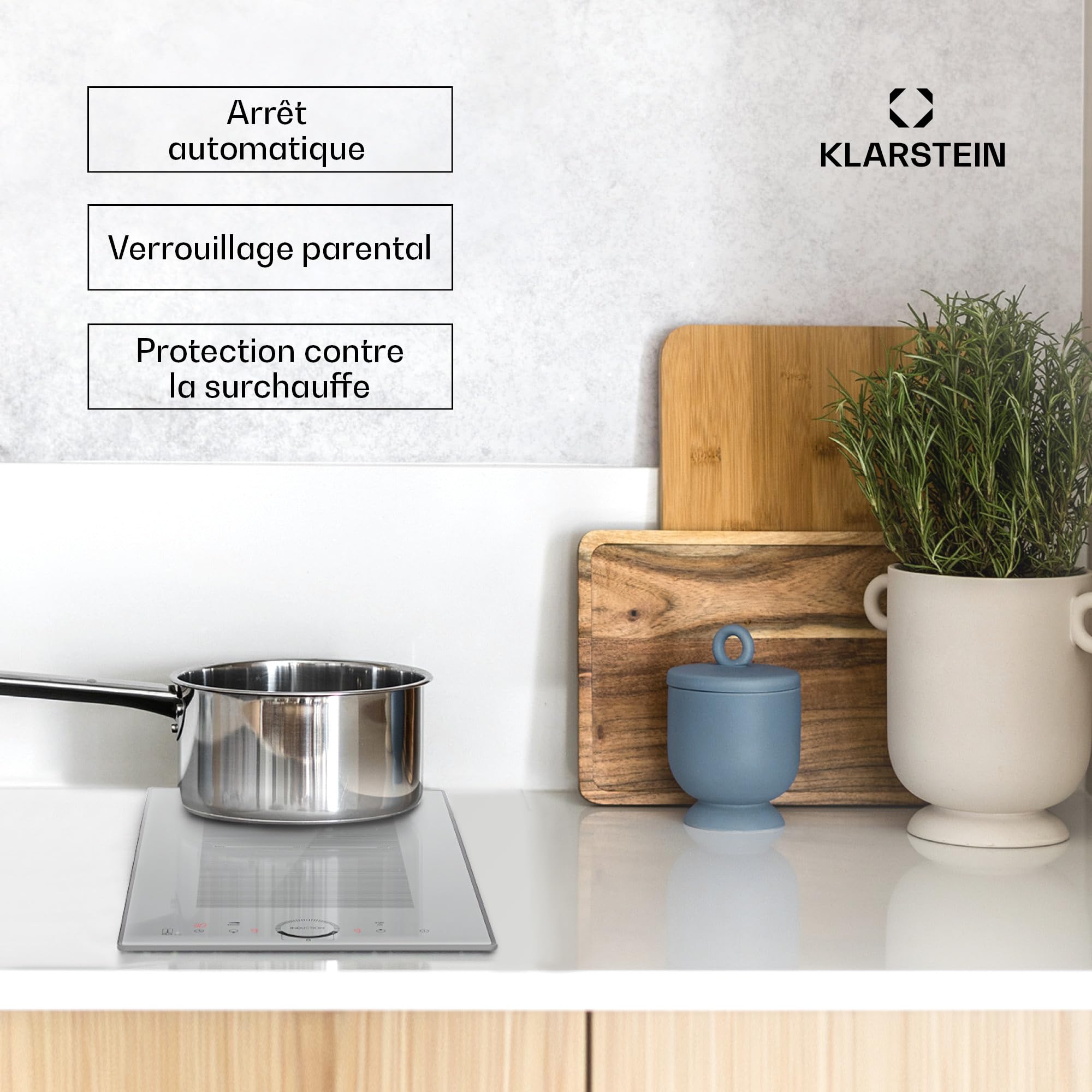 Klarstein Plaque Induction 3500W, Plaque de Cuisson Electrique à Induction, Encastrées 2 Feux, Tables de Cuisson Encastrable, Contrôle Tactile, Rechaud Electrique pour la Cuisine