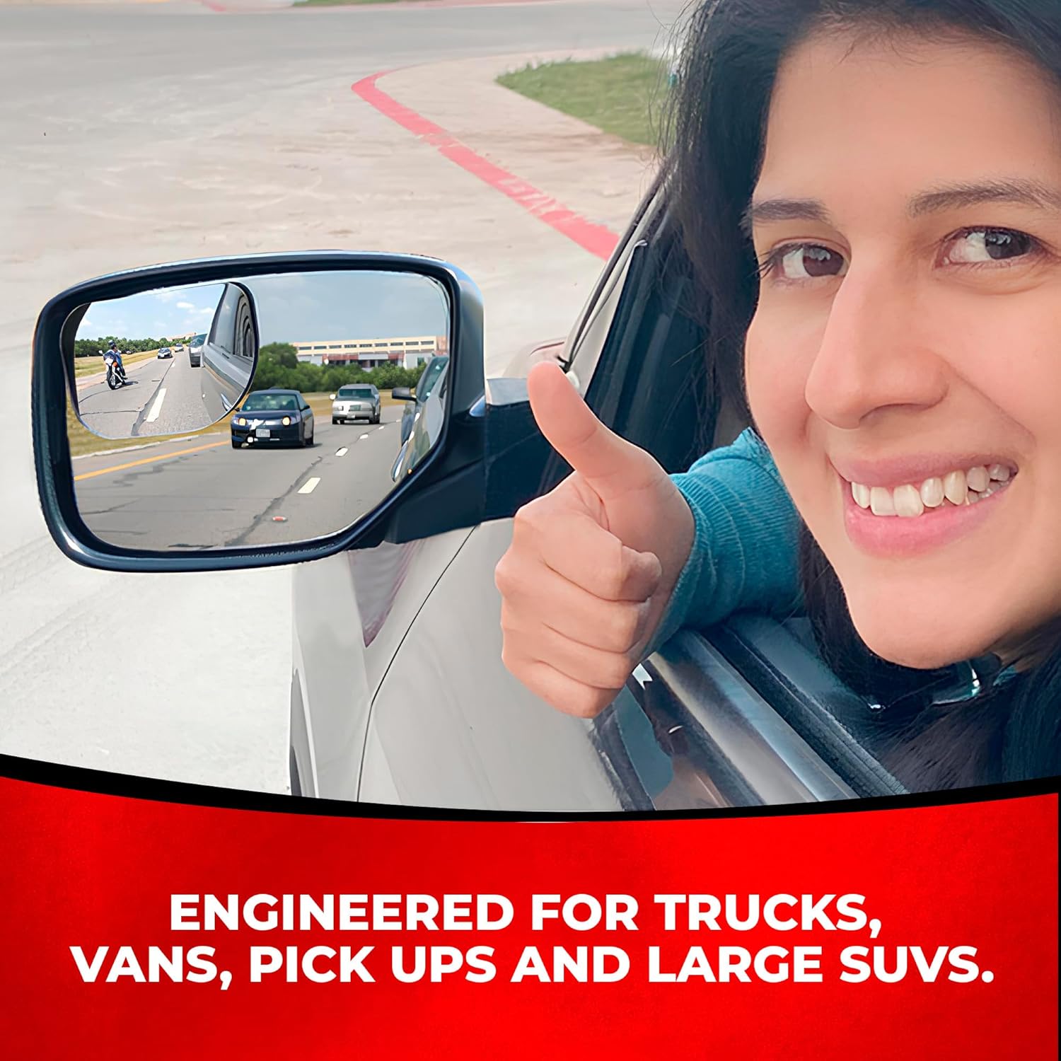 Blind Spot Mirror for Trucks 3.6"X2.5" - HD Glass Frameless Convex Mirror for Truck with Wider View and Improved Traffic Safety