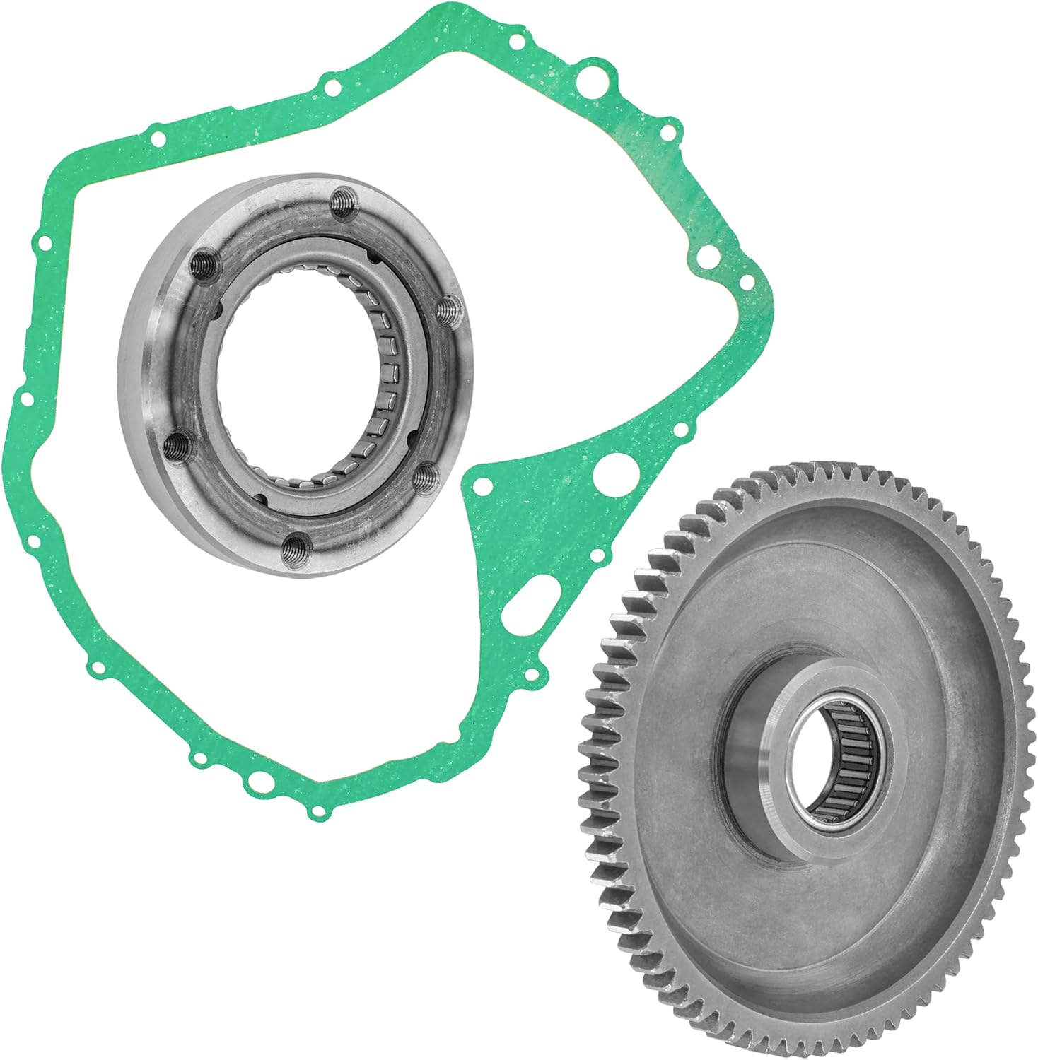 Caltric Starter Clutch and Driven Gear with Gasket Compatible with Suzuki Lt F400 F Eiger 400 2002-2007
