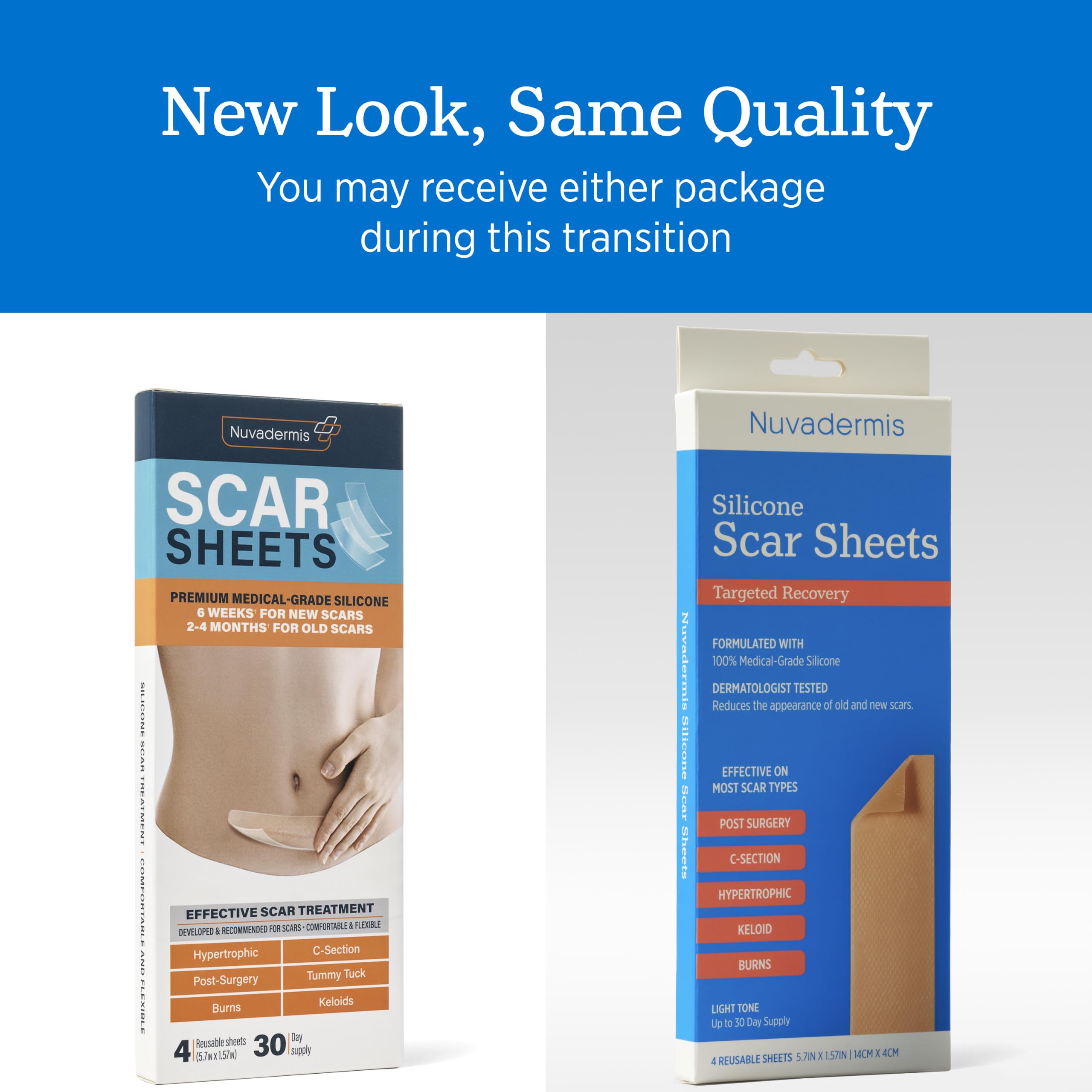 NUVADERMIS Silicone Scar Removal Sheets - Keloid, C Section, Post Surgery & Acne Scars Treatment-2 Month Supply - Silicon Soft Long Strips & Sheets 5.7" x 1.57" - Healing Alternative to Gel, Tape etc — Amazon image 9