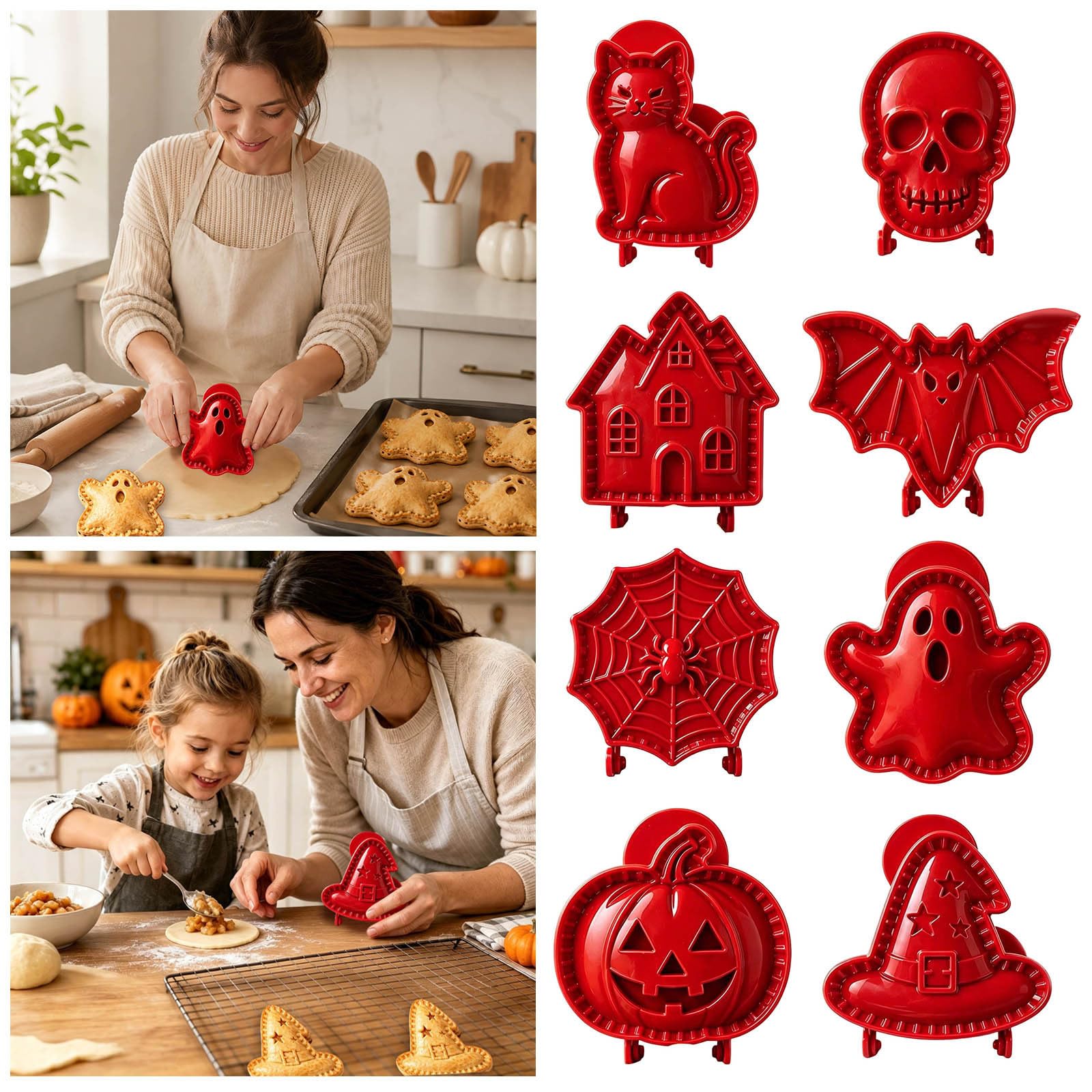 Juego de mini moldes para tartas de mano de Halloween, suministros para