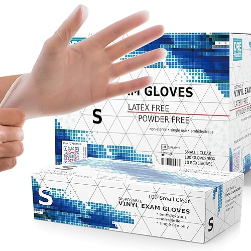 Miniatura 10 de Guantes desechables sin polvo, talla XL, paquete de 100 unidades, guantes de examen médico de vinilo transparente